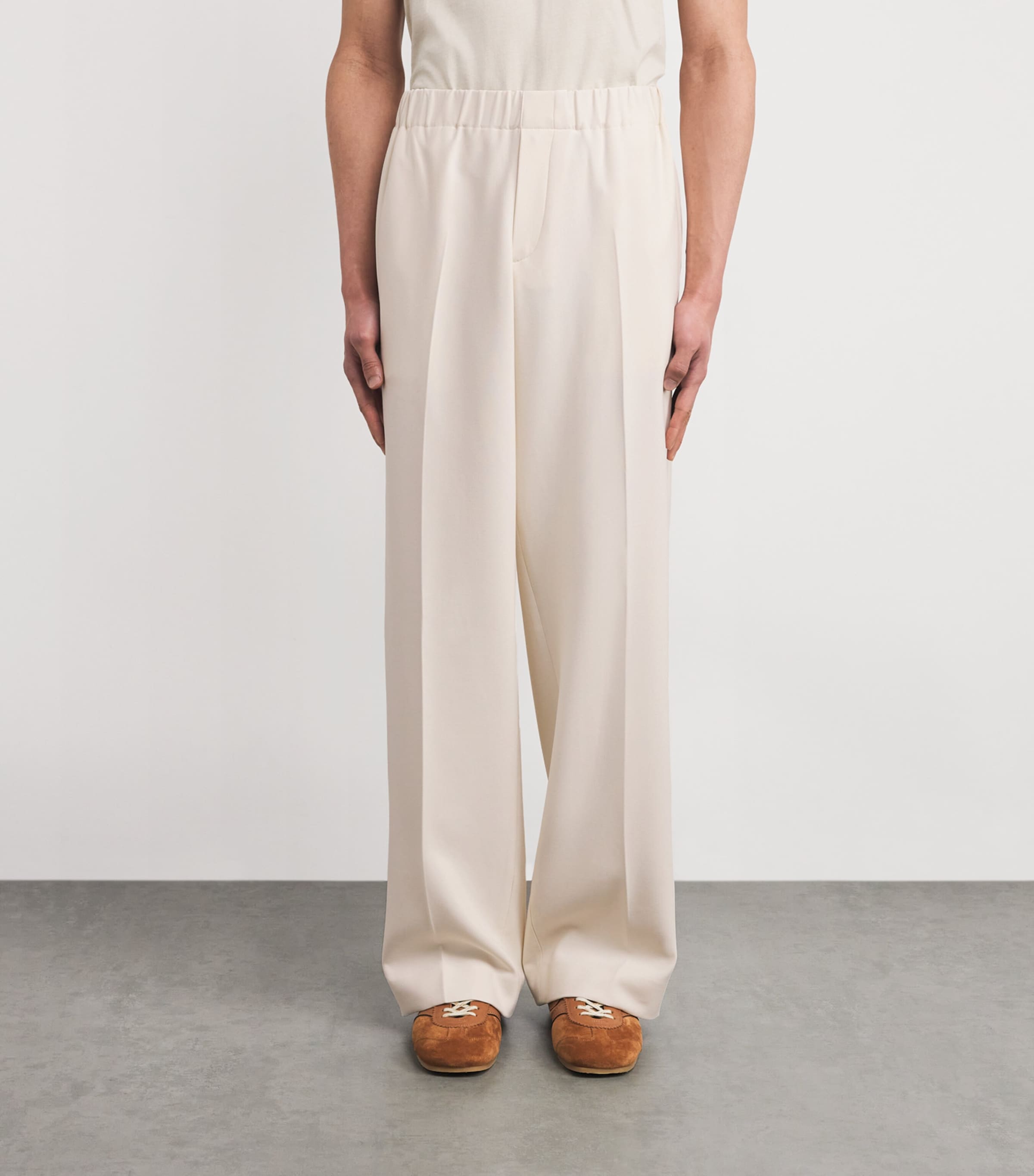 Cotton-Blend Straight-Fit Trousers ECRU Image 3