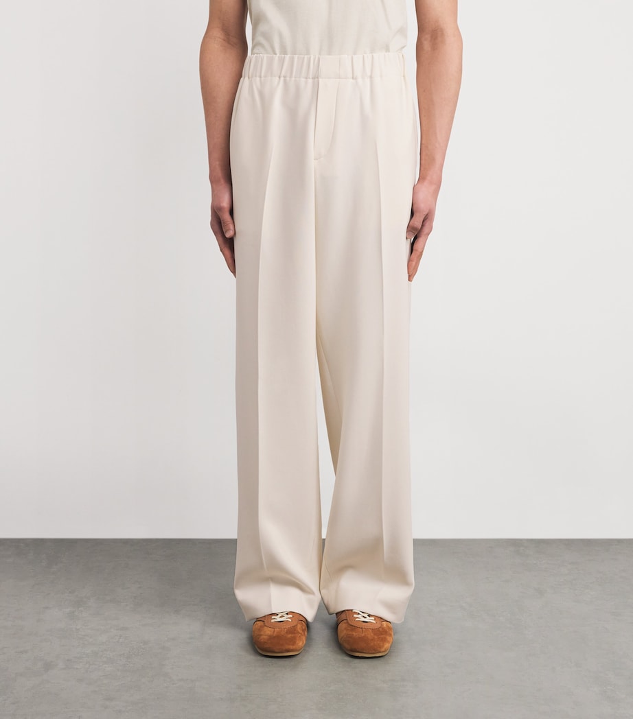 Cotton-Blend Straight-Fit Trousers ECRU Image 3