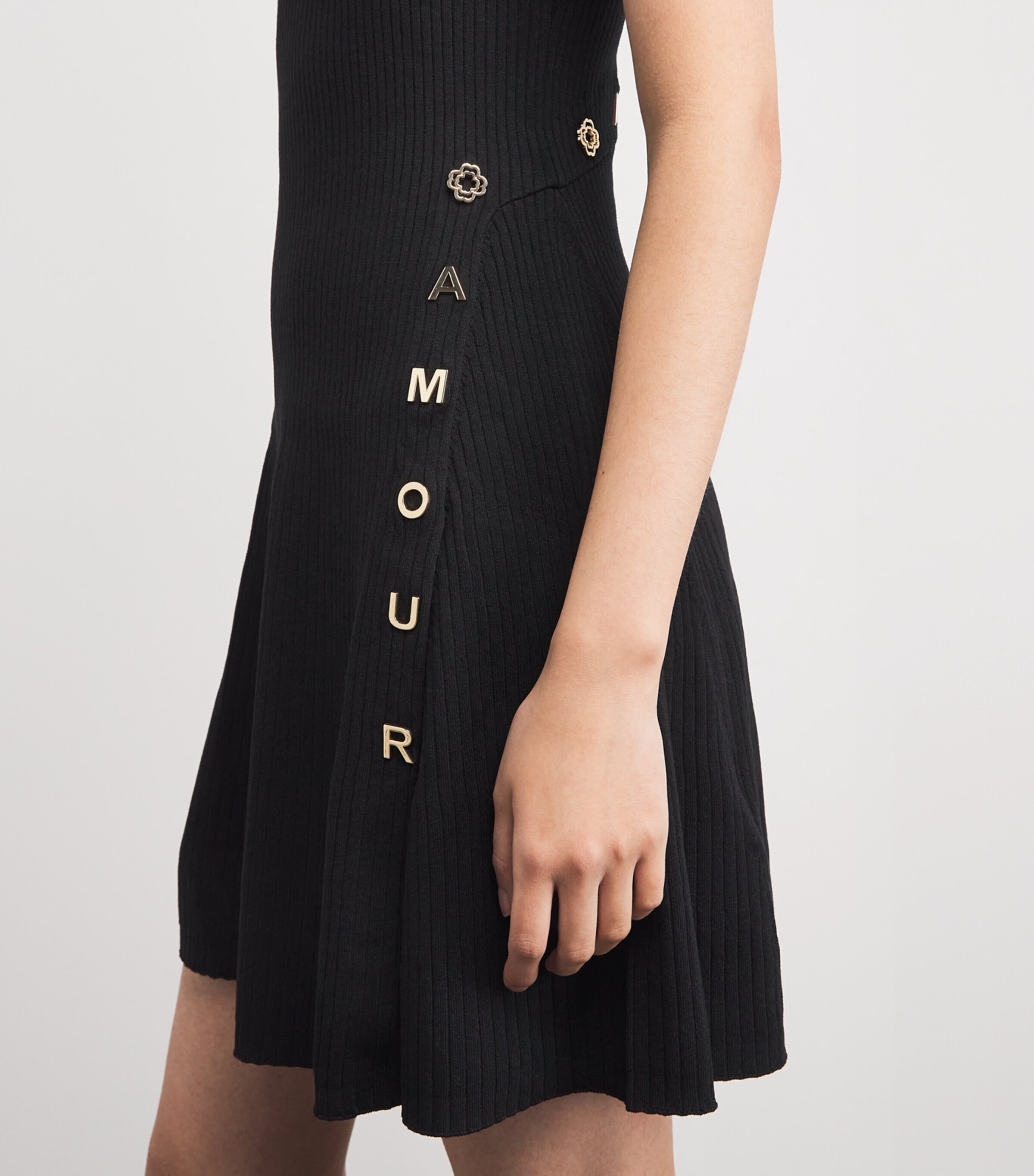 maje rib knit mini dress Black Rib-Knit Embellished Womens dresses