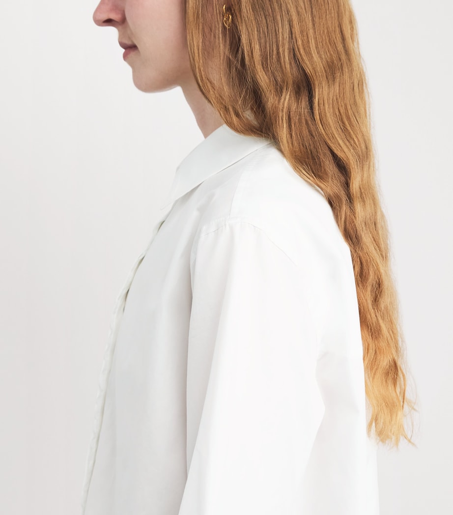 Vince Womens Cotton Scallop-Detail Shirt Optic White Image 3