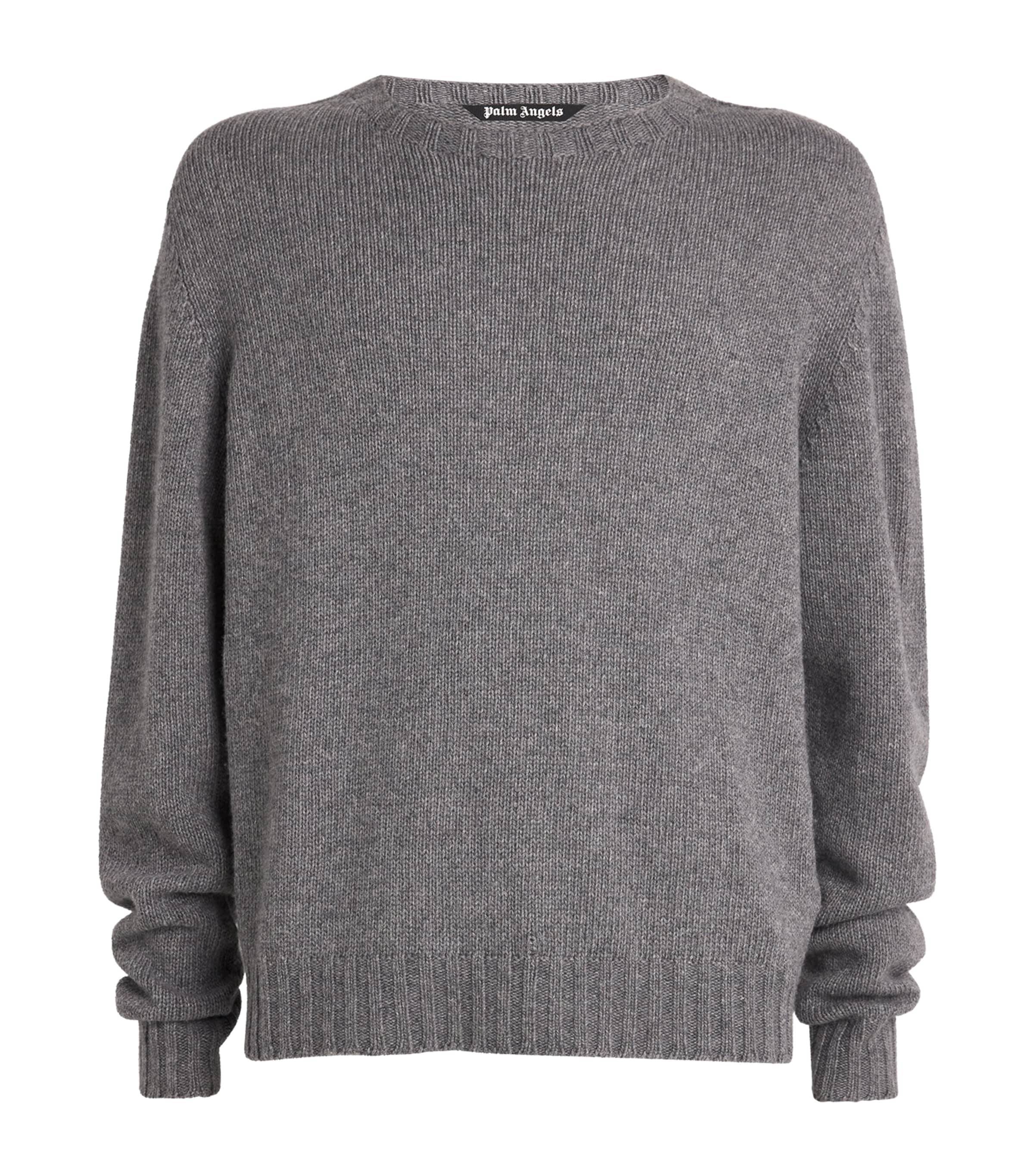 Palm Angels Mens Logo Sweater Grey Melange Image 1