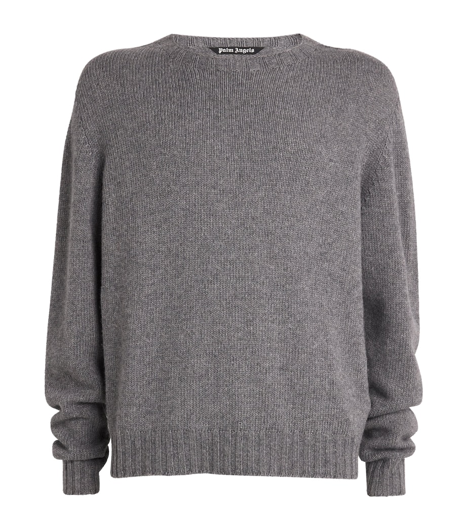 Palm Angels Mens Logo Sweater Grey Melange Image 1