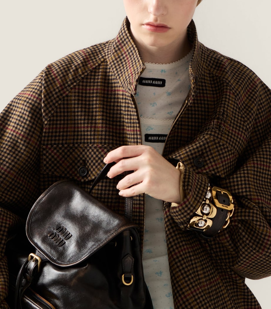 Miu Miu Womens Virgin Wool Houndstooth Jacket Image 6