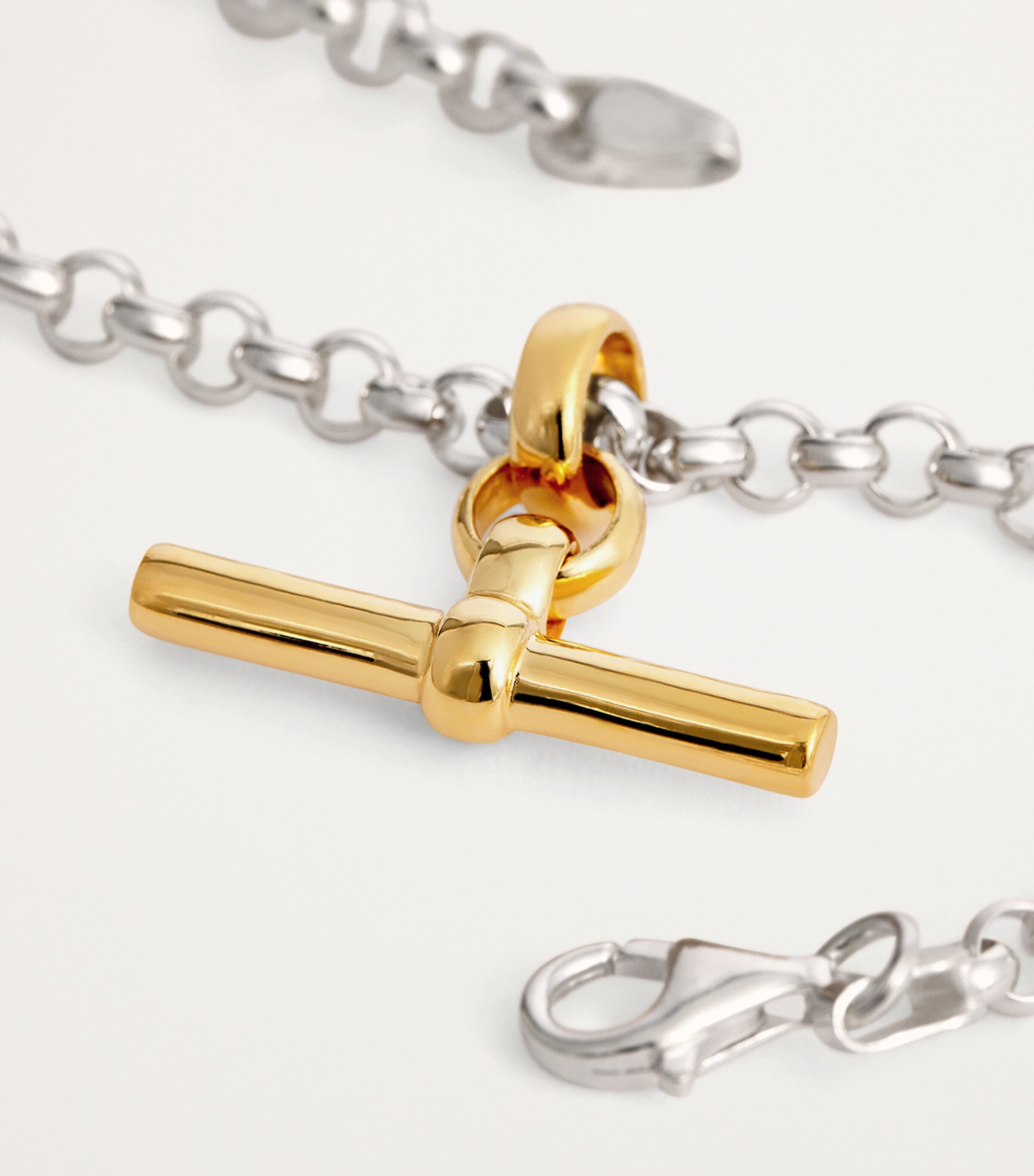 TILLY SVEAAS Gold-Plated T-Bar Belcher Chain Bracelet Silver/gold Image 4