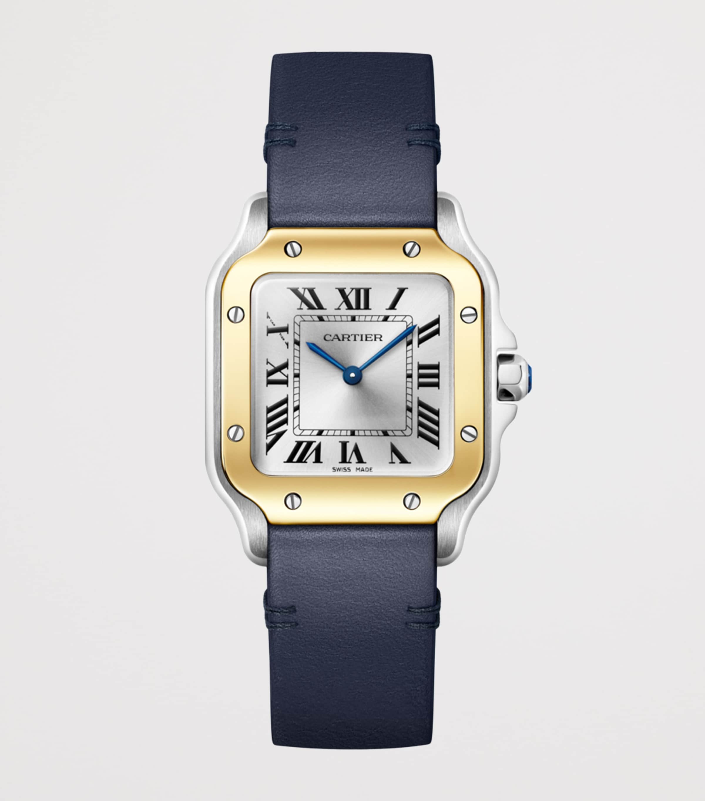 Small Yellow Gold and Steel Santos de Cartier Watch 34.5mm DARK BLUE Image 6