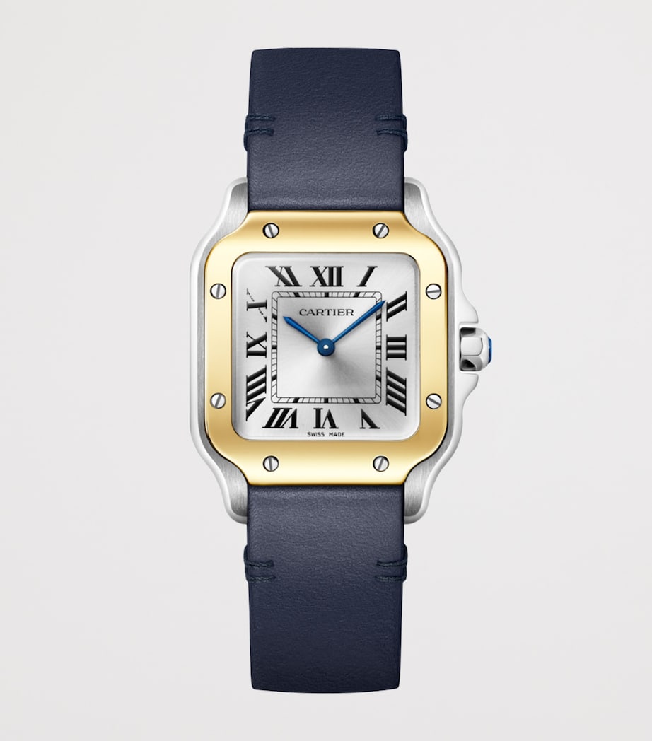 Small Yellow Gold and Steel Santos de Cartier Watch 34.5mm DARK BLUE Image 6