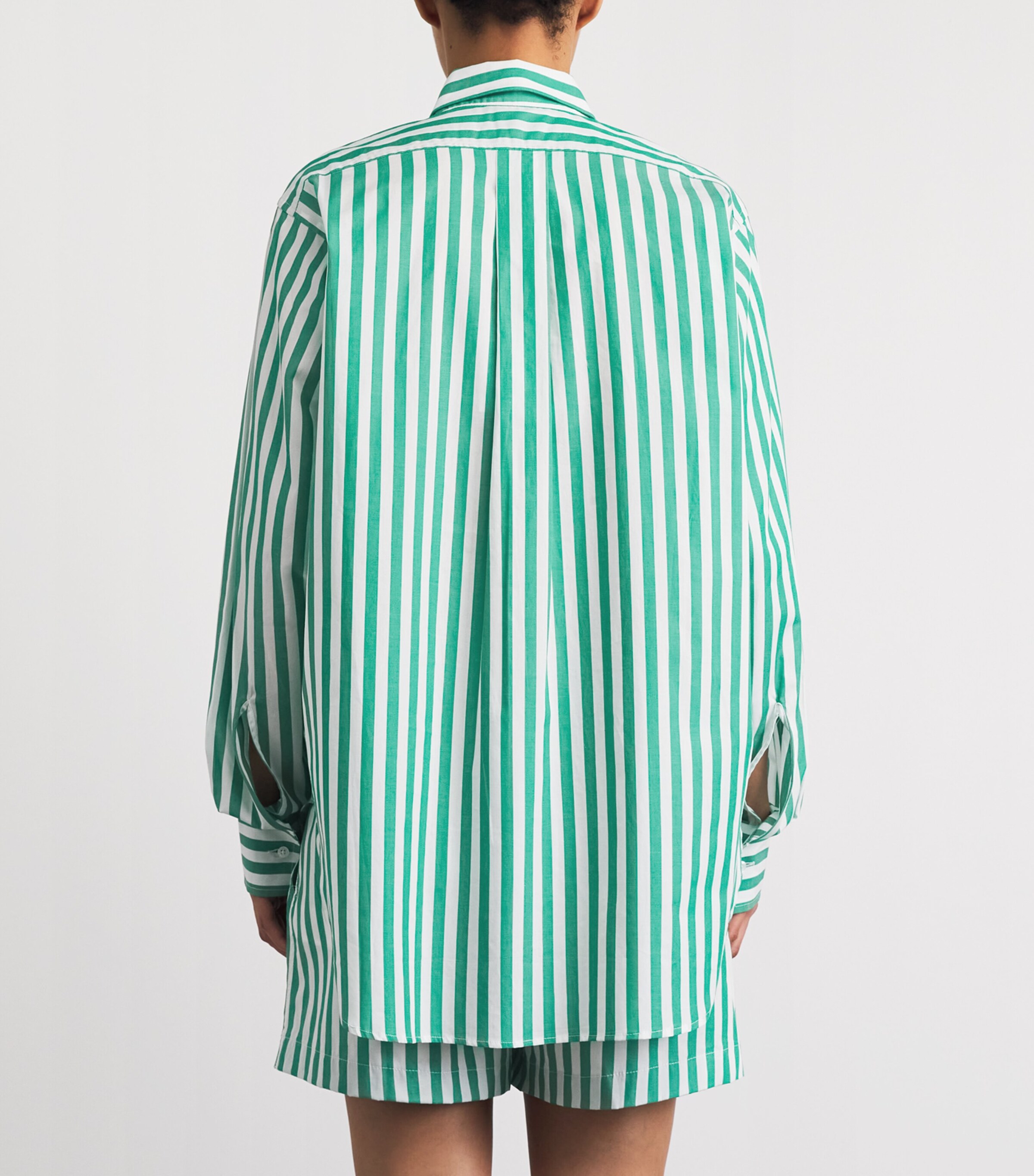 Hunza G Womens Cotton Stripe Cabana Shirt Emerald Image 5
