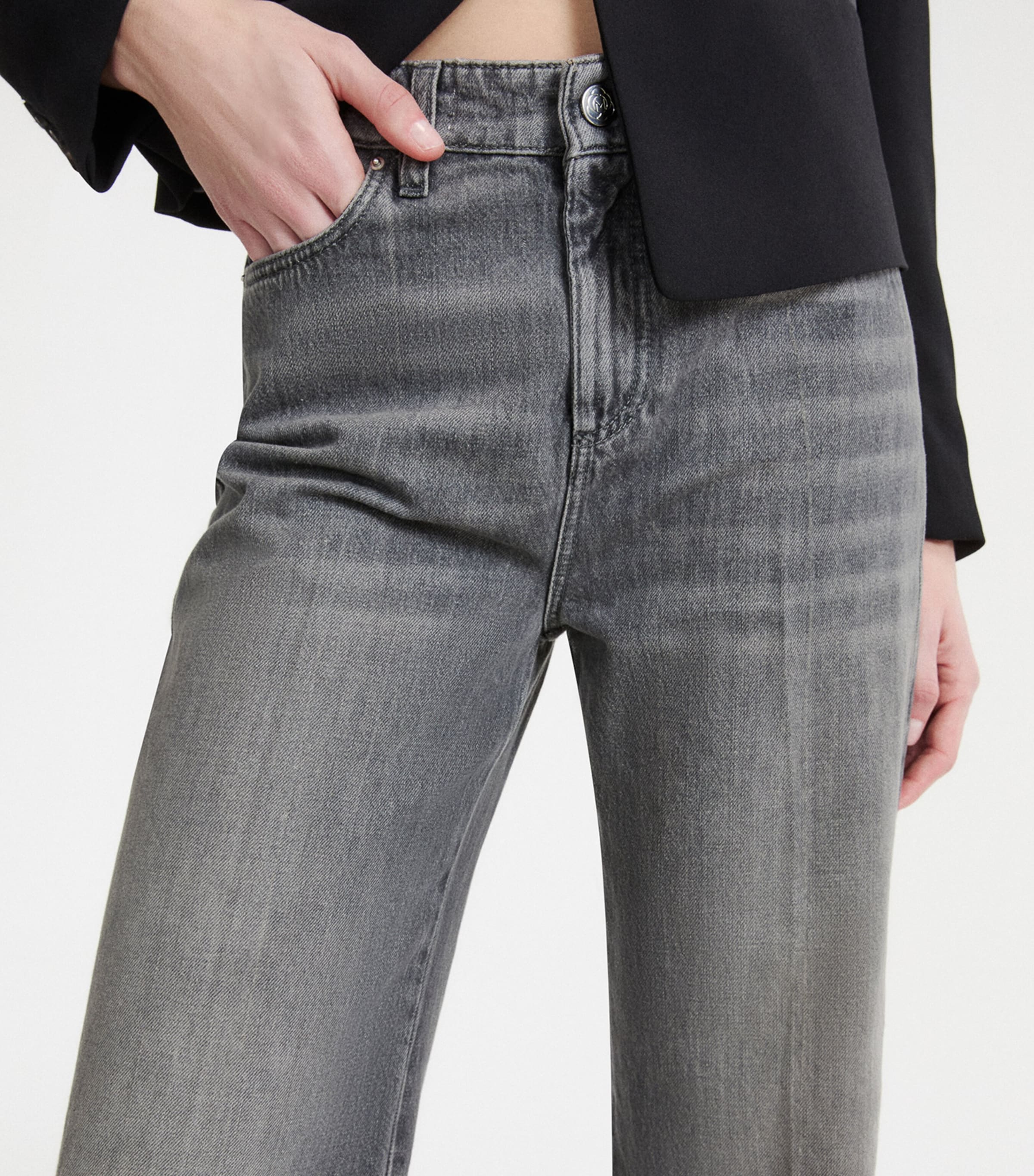 Marella Womens Mid-Rise Wide-Leg Trousers Grey Image 5