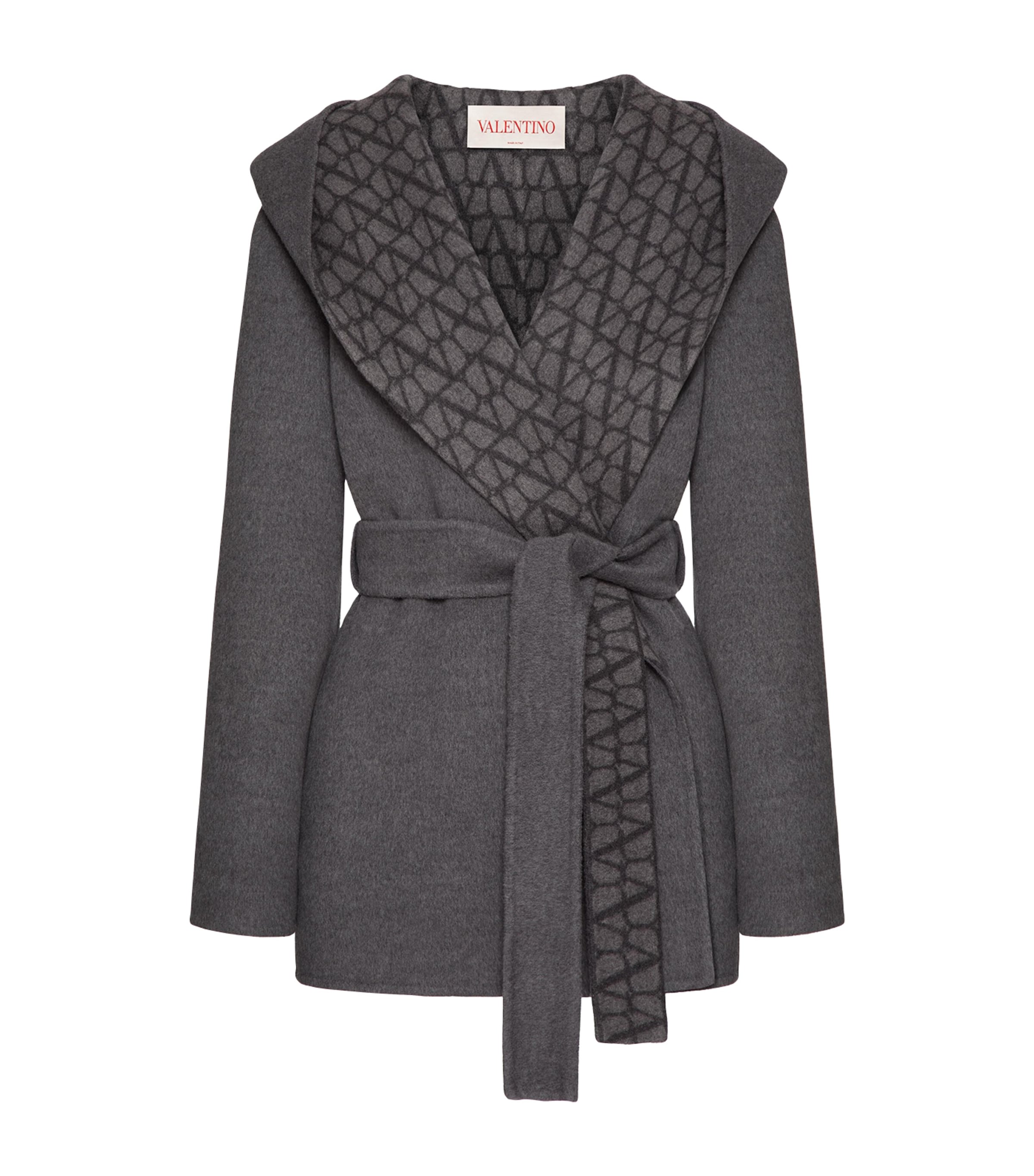 Valentino Wool-blend Reversible Vlogo Coat In Gray