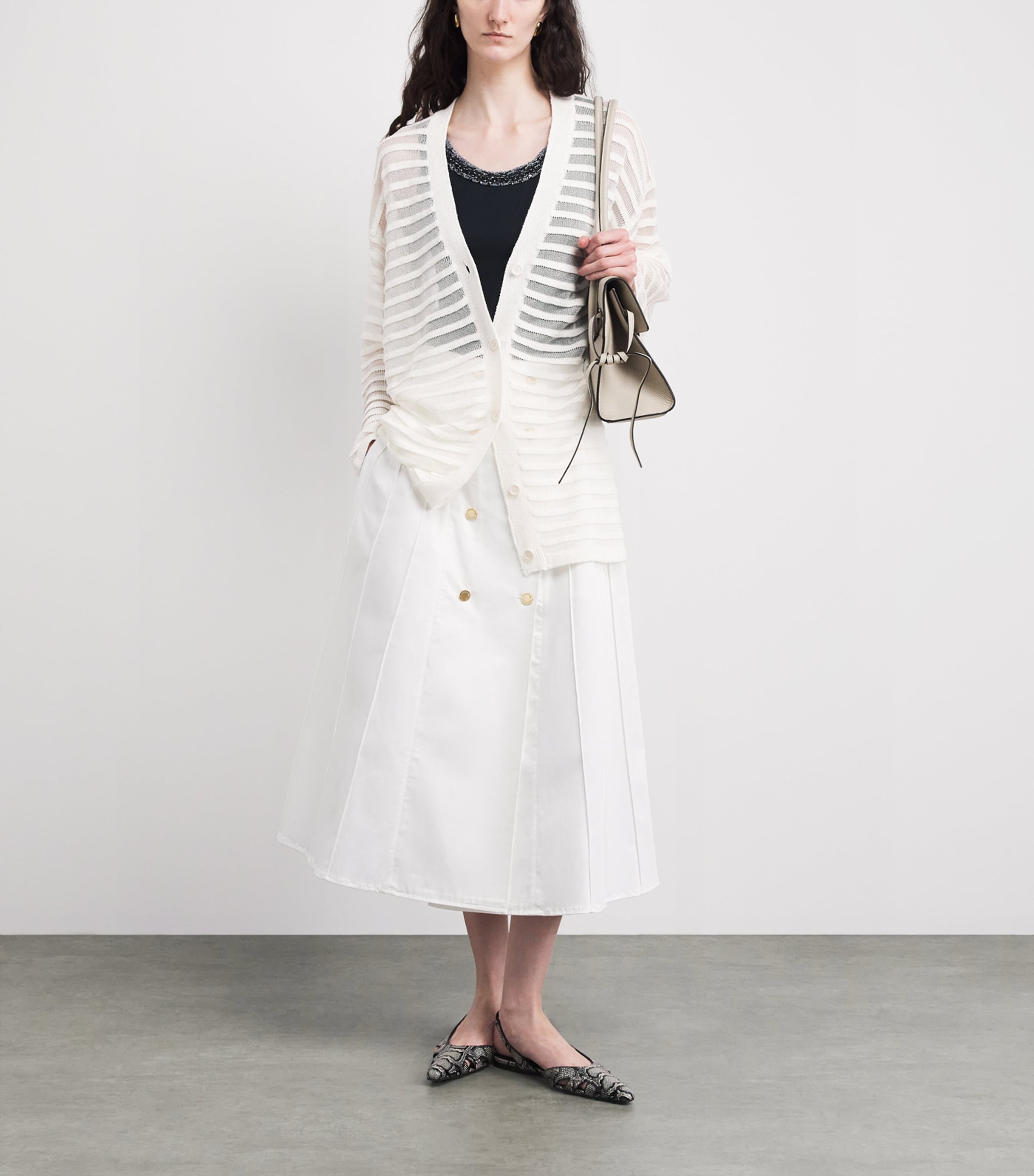 Fabiana Filippi Womens Cotton-Blend Cardigan Bianco Image 2
