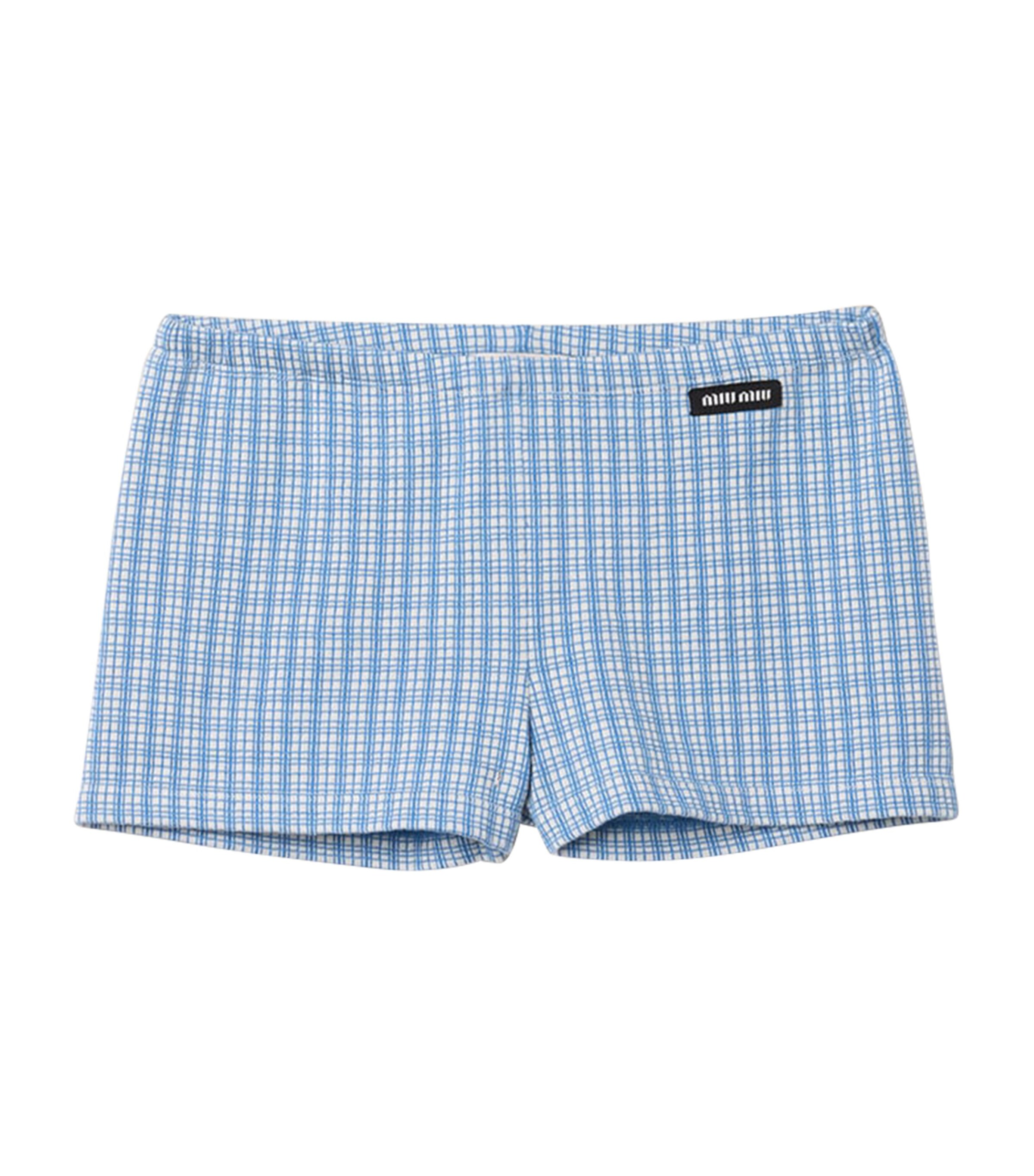 Miu Miu Womens Cashmere-Silk Check Shorts Image 1