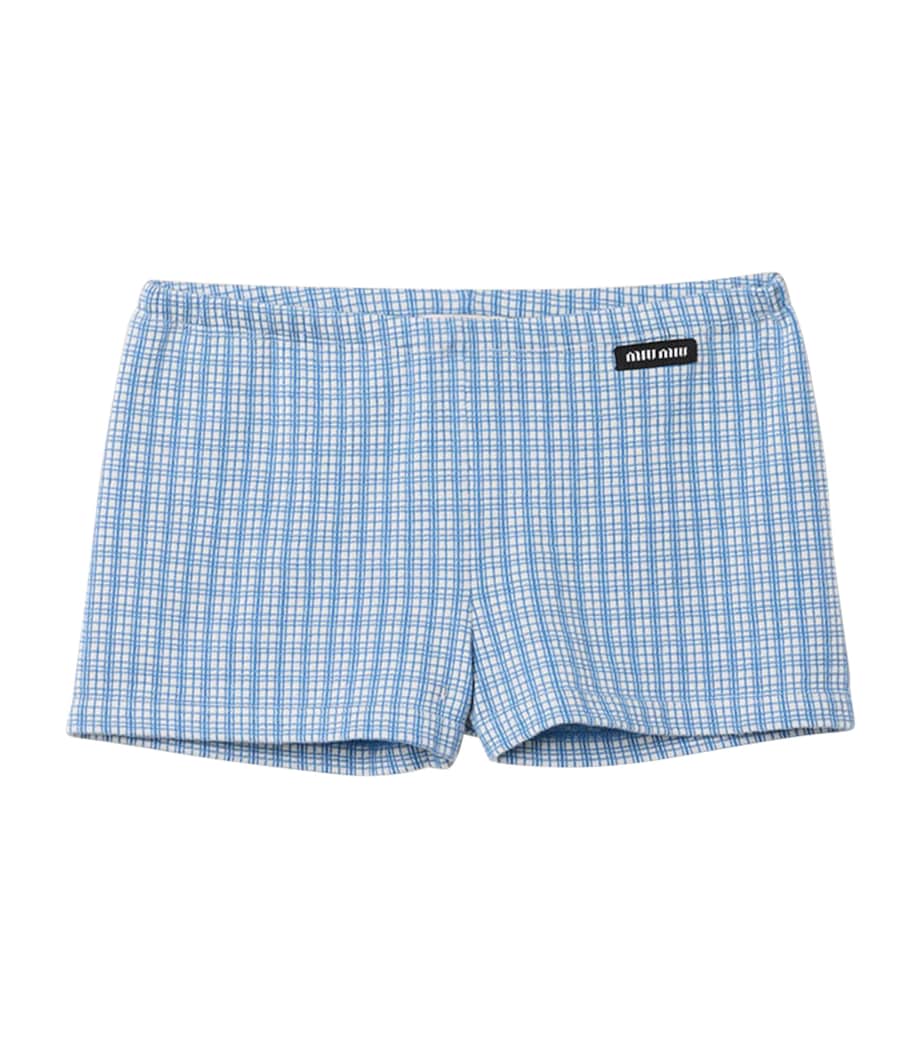 Miu Miu Womens Cashmere-Silk Check Shorts Image 1