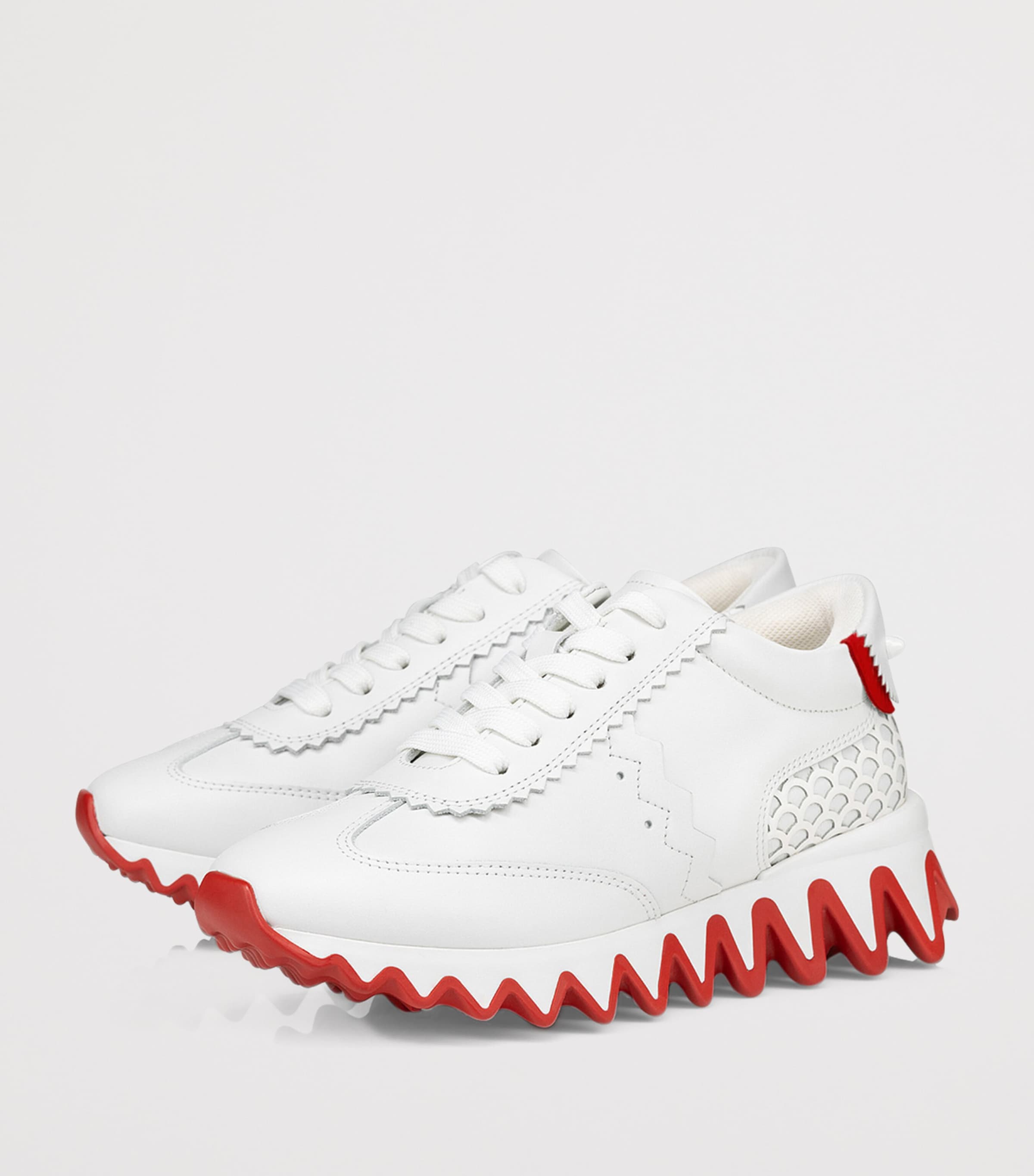 Christian Louboutin Kids 미니 샤크 가죽 스니커즈
