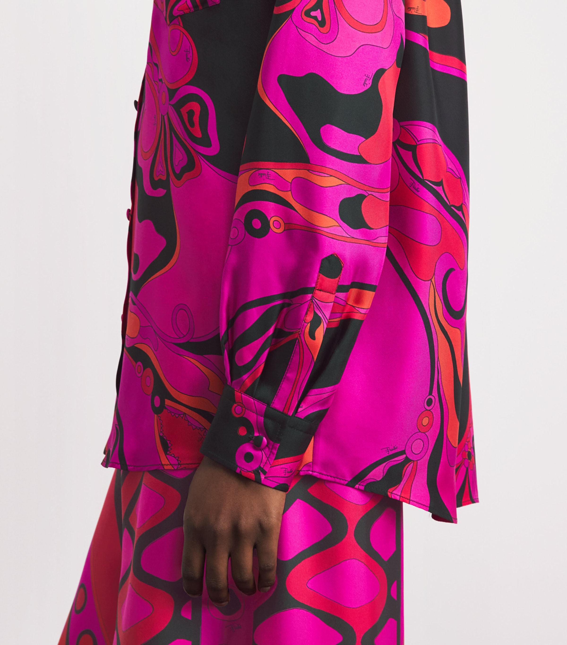 PUCCI Womens Silk Oversized Orchidee Shirt Fuchsia Image 3