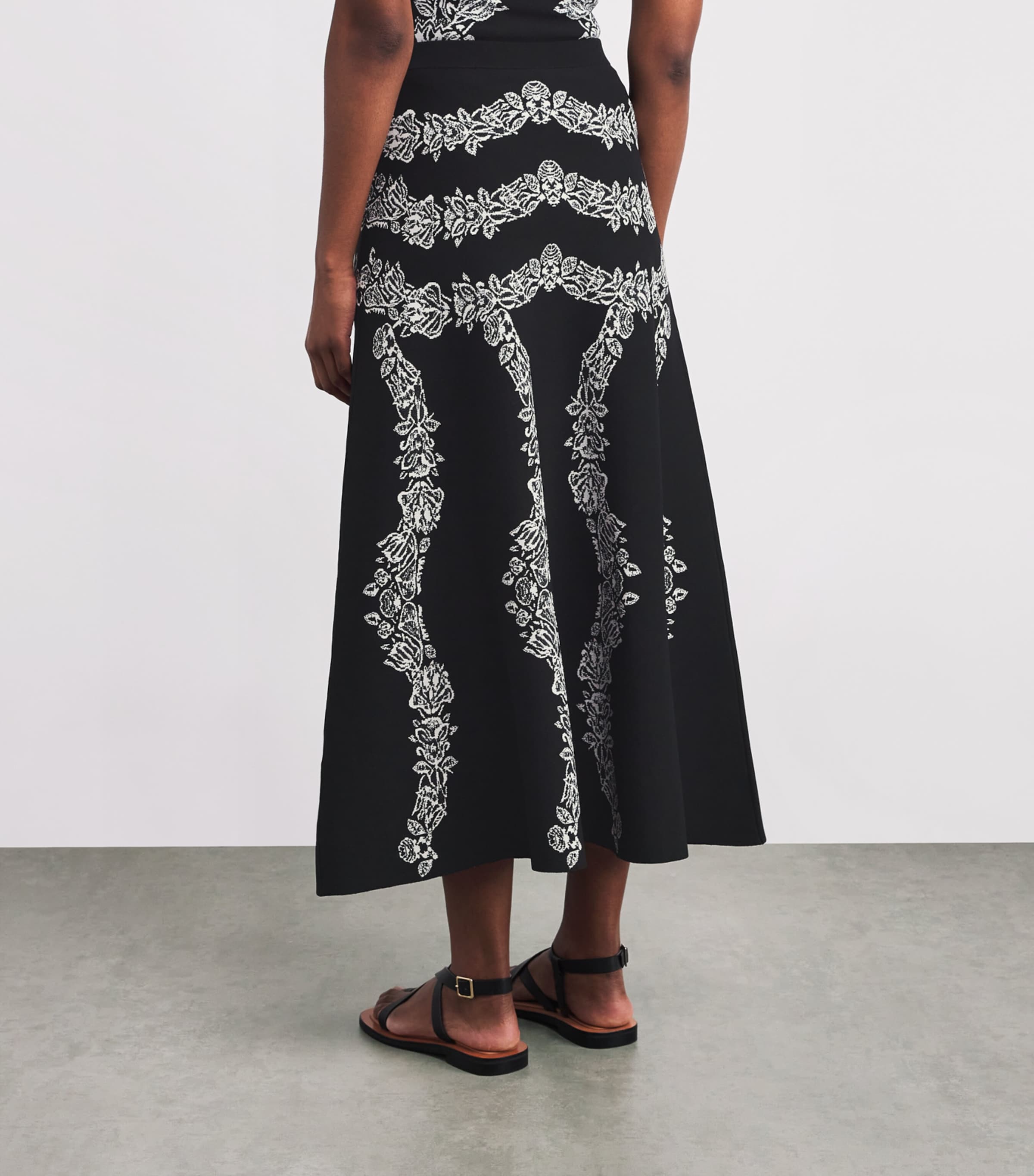 Floral-Jacquard Valencia Midi Skirt NOIR Image 4