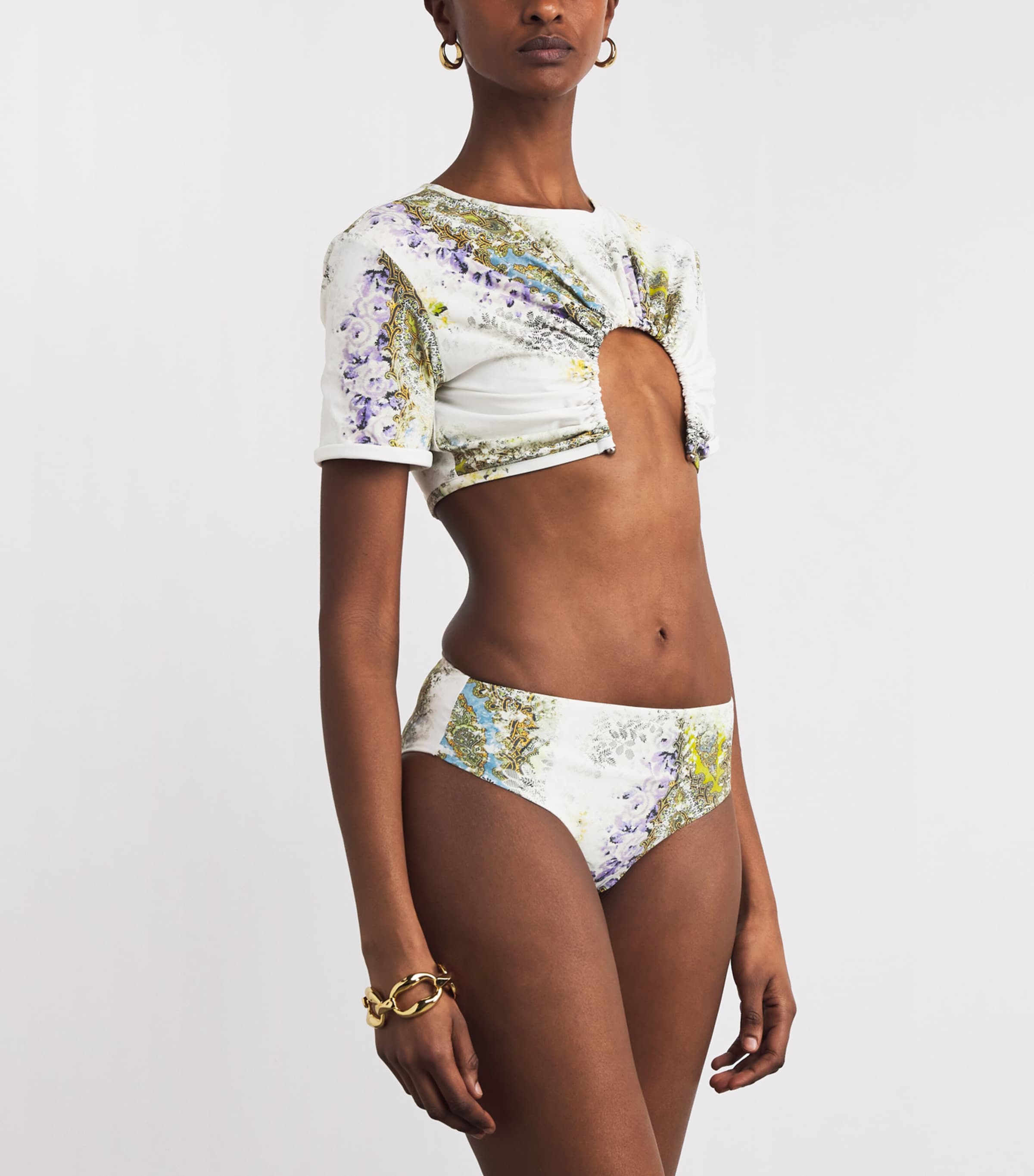Gathered U-Prong Bikini Top ABSENCE PRINT Image 2