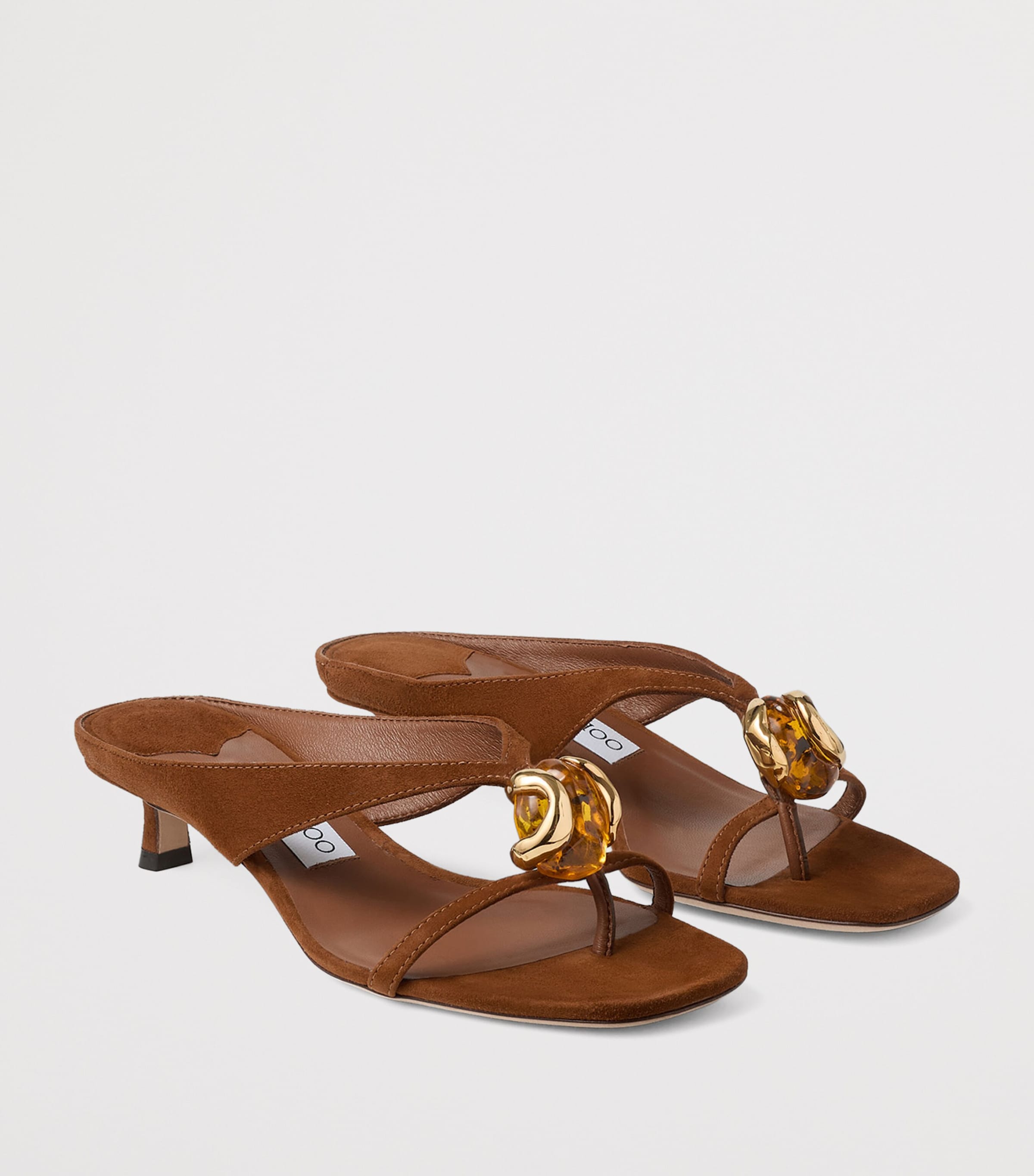 Jimmy Choo Emeristone 35 Suede Heeled Mules Tan/amber Image 2