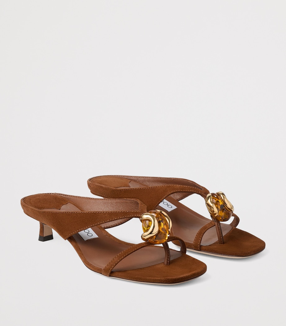 Jimmy Choo Emeristone 35 Suede Heeled Mules Tan/amber Image 2