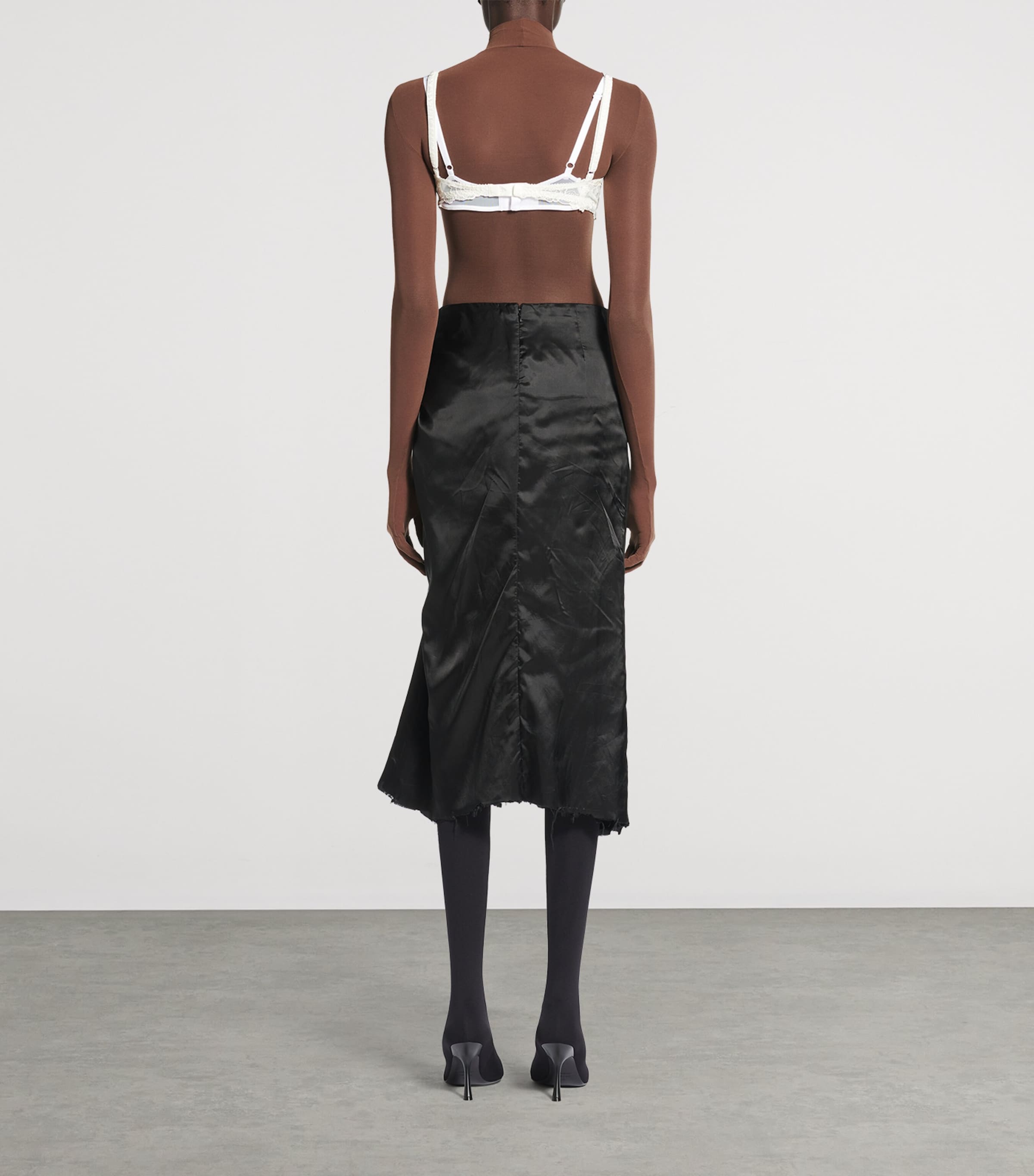 スカート BALENCIAGA Black Satin Skirt Balenciaga Satin Gathered Midi Skirt | Harrods UK