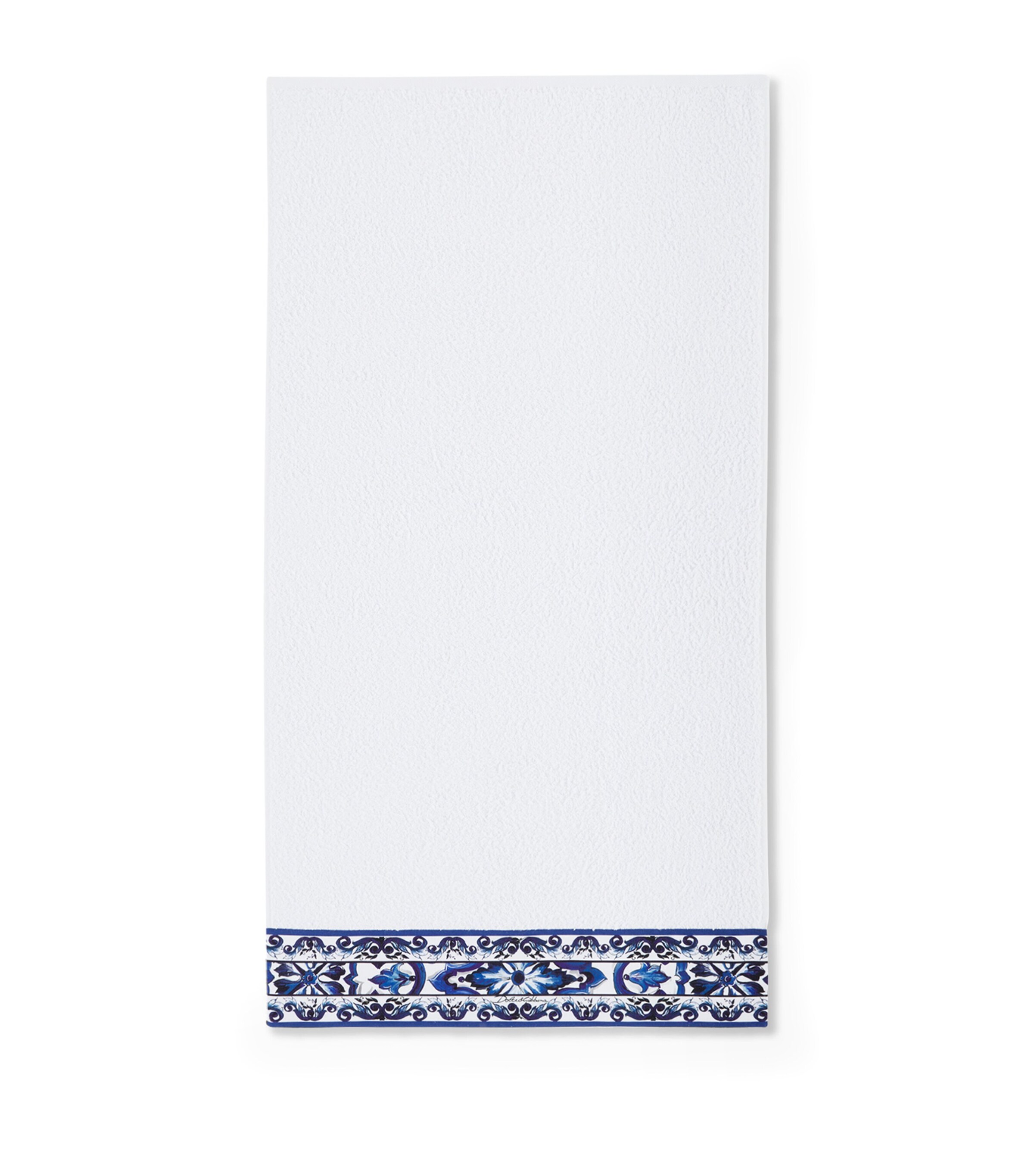 Set of 5 Cotton Majolica Bath Towels UB014 BLU MEDIT F DO Image 3