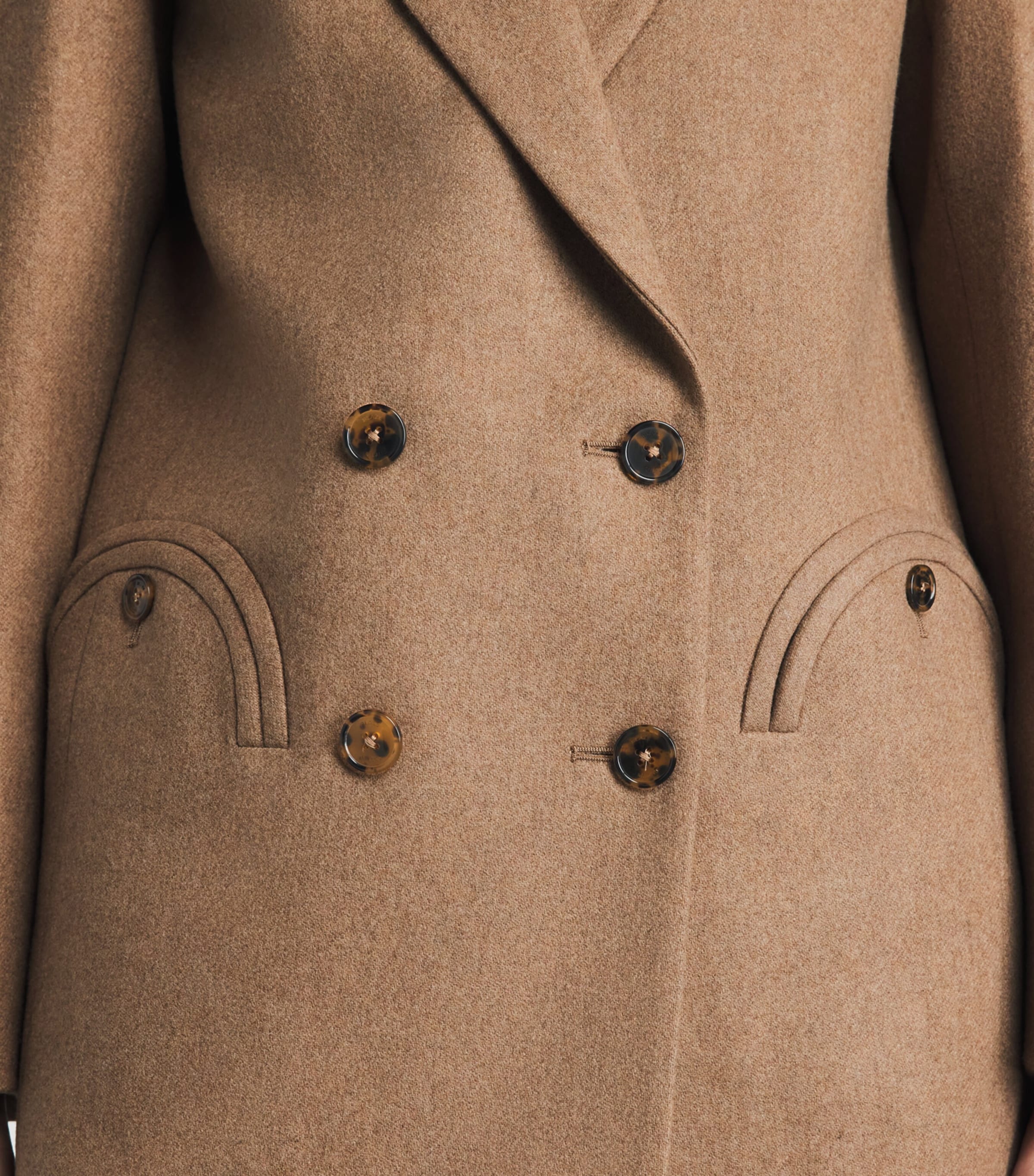 Blazé Milano Womens Virgin Wool-Cashmere Everyday Double-Breasted Blazer Camel Image 3