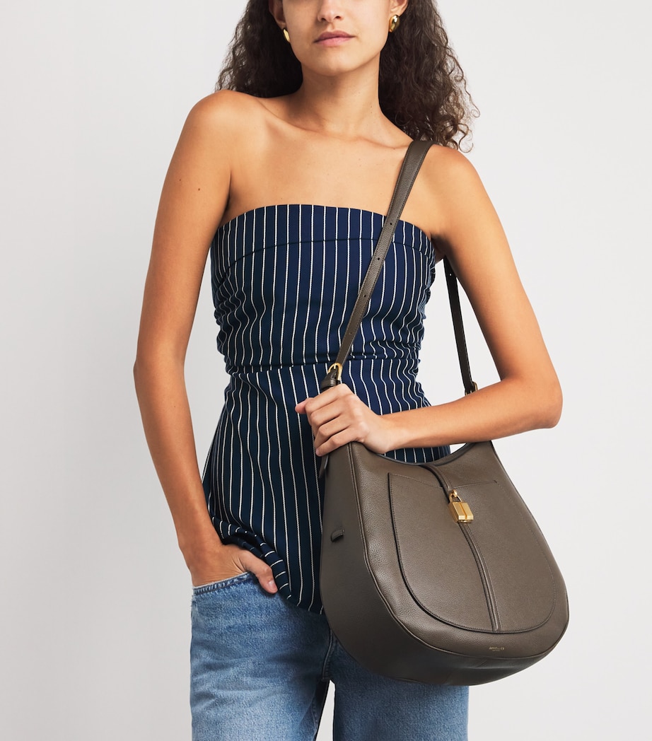 Small Leather Siena Saddle Bag DEEP OLIVE Image 2