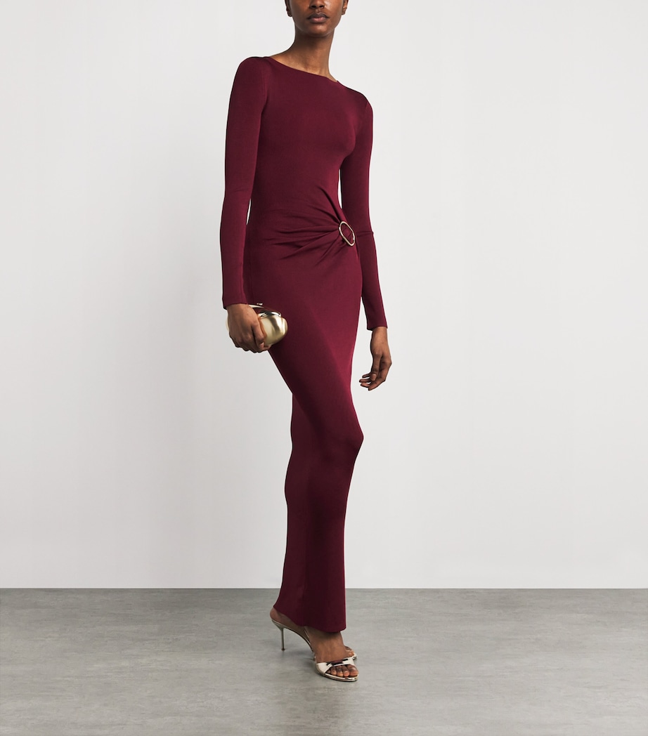 Knit Buckle Maxi Dress DARK RED Image 2