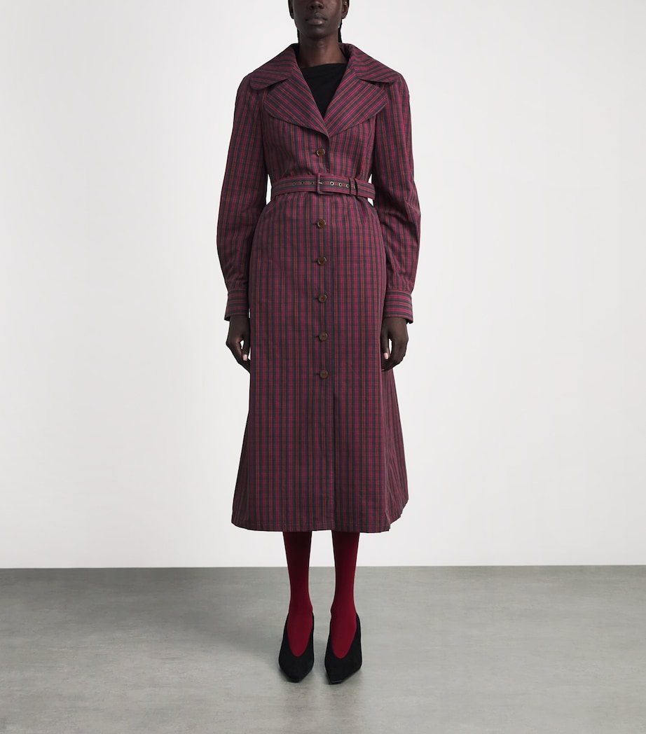Vivienne Westwood Womens Cotton Tartan Liska Trench Coat Red/green/blue Image 4