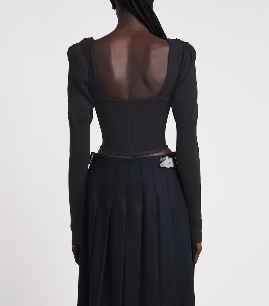 Vivienne Westwood Womens Cotton-Cashmere Bea Cropped Cardigan Black Image 5