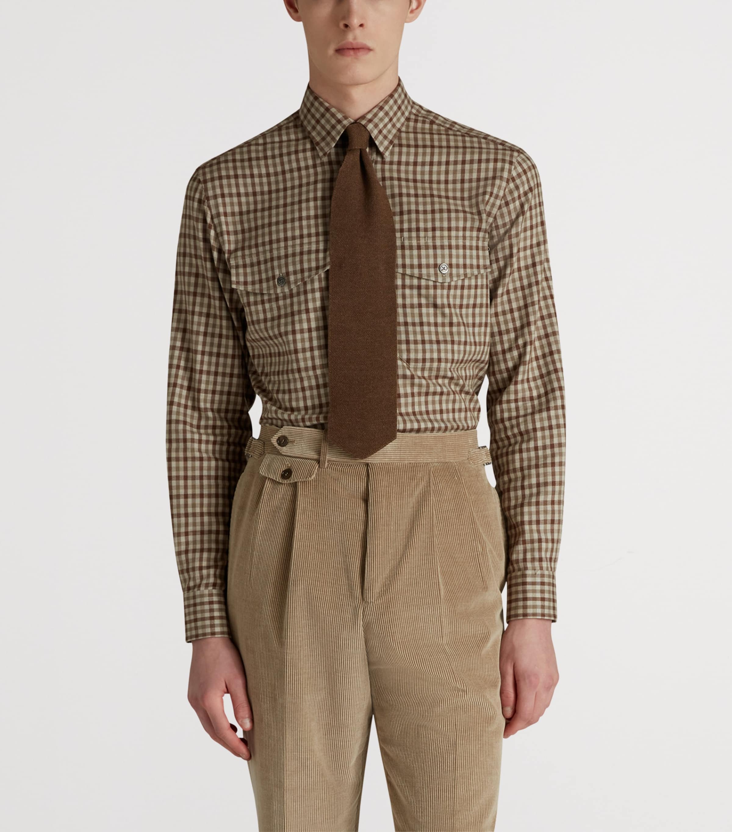 Cotton-Cashmere Check Overshirt 201BROWN Image 4