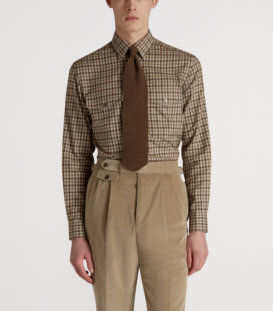 Cotton-Cashmere Check Overshirt 201BROWN Image 4