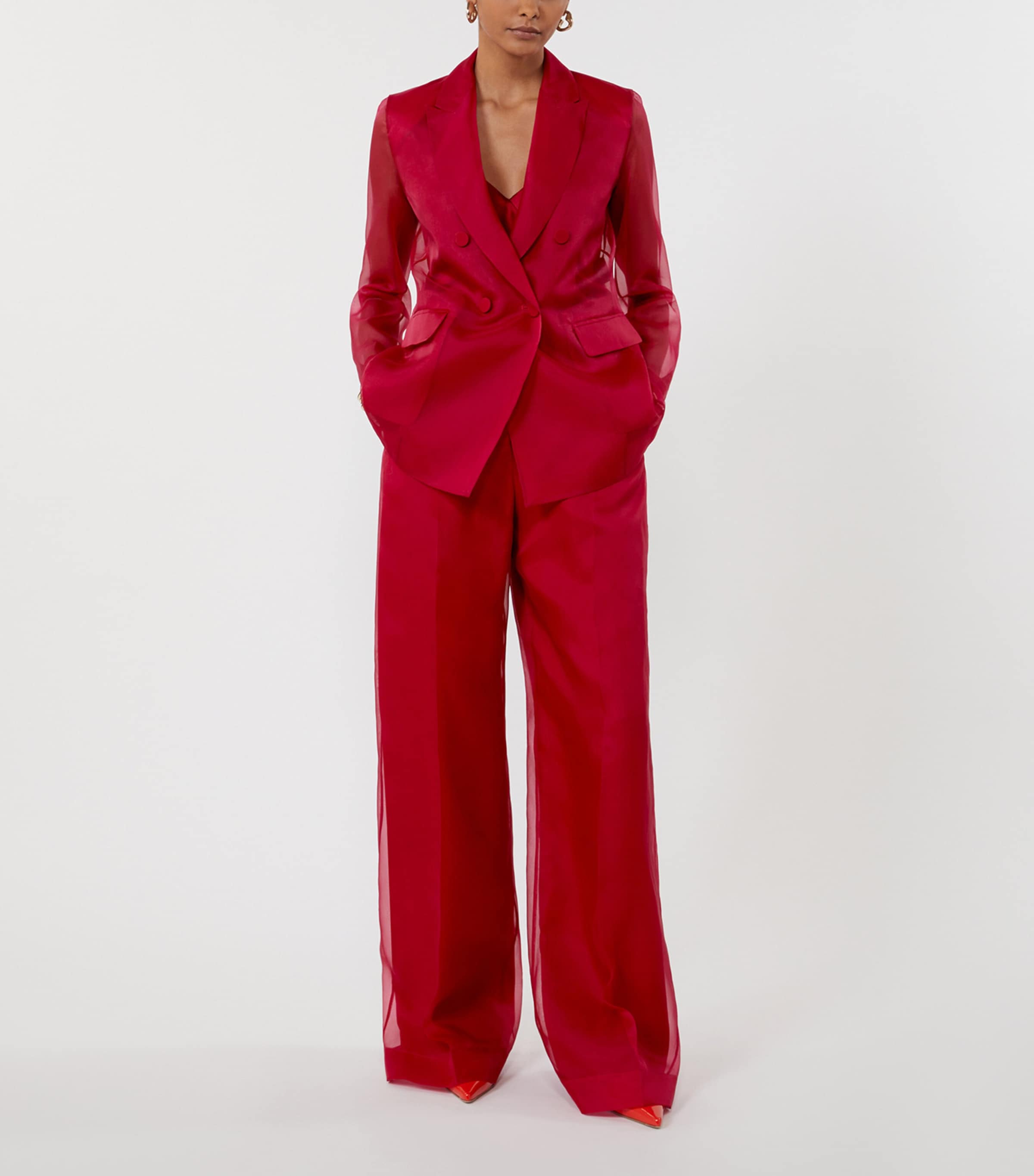 Max Mara Womens Silk Organza Blazer Geranium Image 2