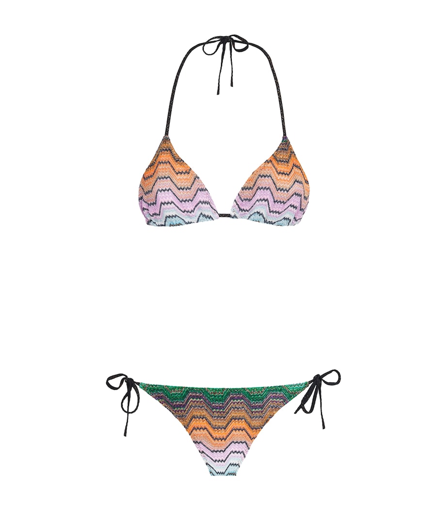 Missoni Womens Metallic Zigzag Triangle Bikini Smsnq Mlti Blk/gr/or Image 1