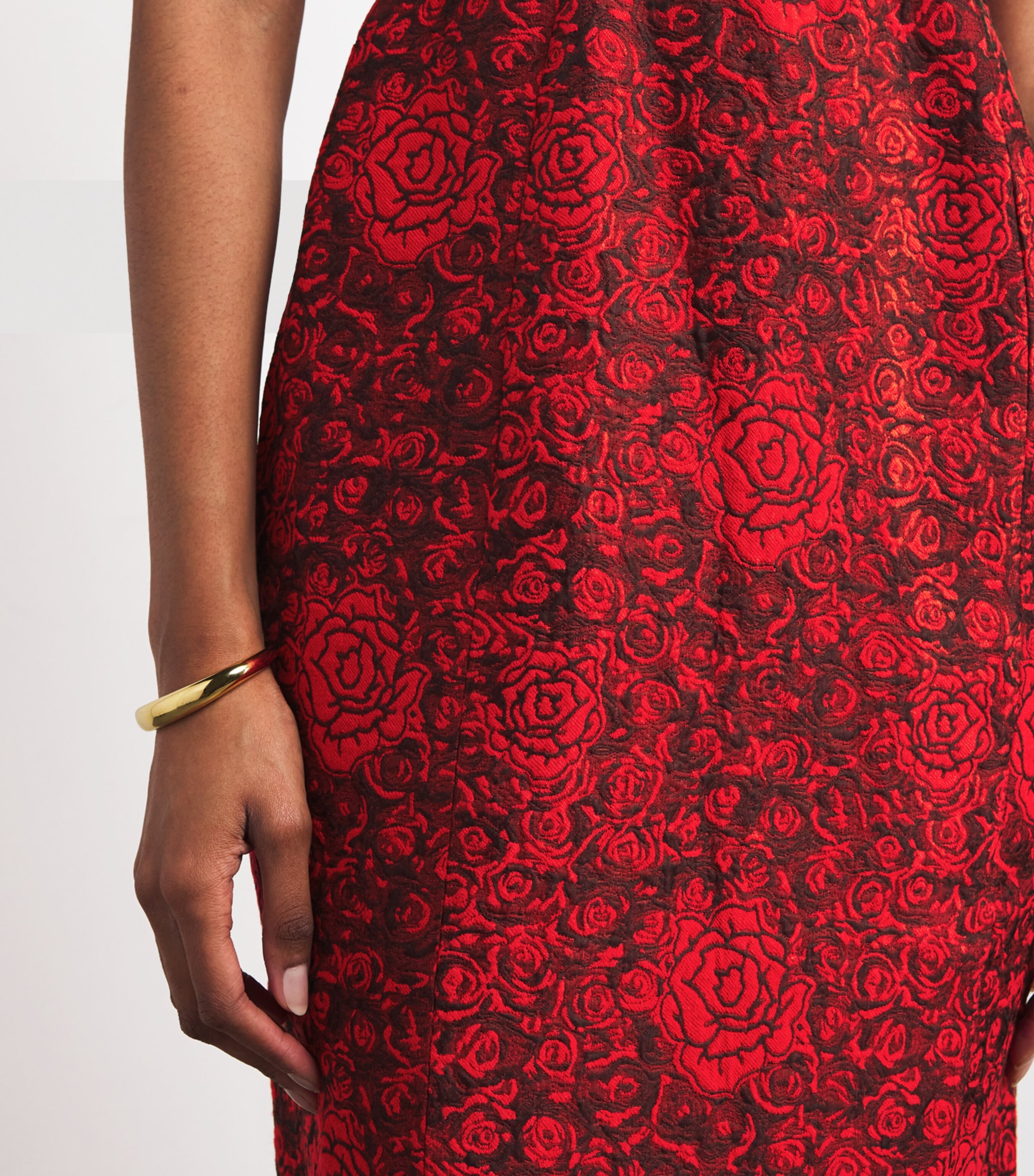 Rose Brocade Bora Maxi Dress 892-SCARLET ROSE Image 4