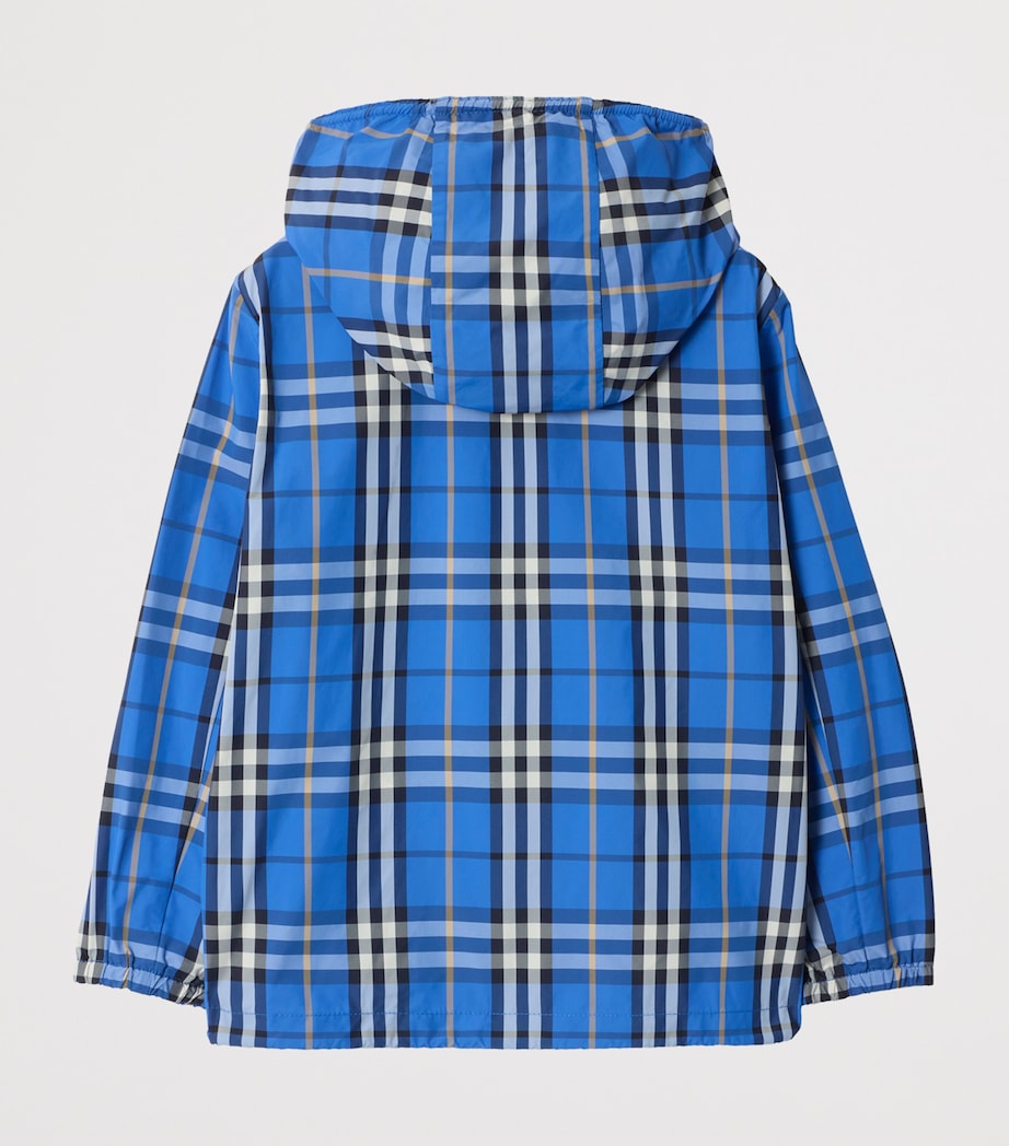 Burberry Kids Nylon Check Hooded Jacket (3-12 Years) Hyacinth Blue Ip Chk Image 2