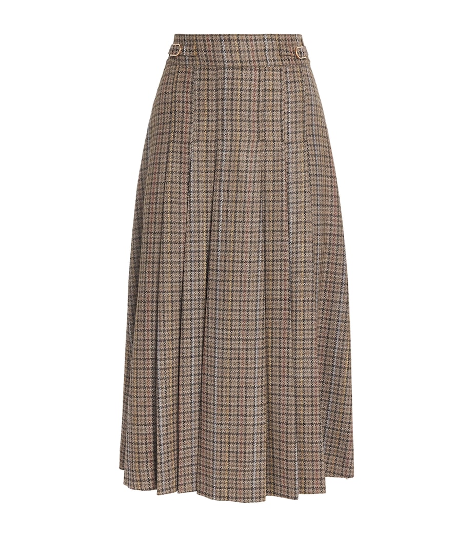 Gabriela Hearst Womens Wool-Silk Houndstooth Wesley Midi Skirt Cmm Camel Multi Image 1