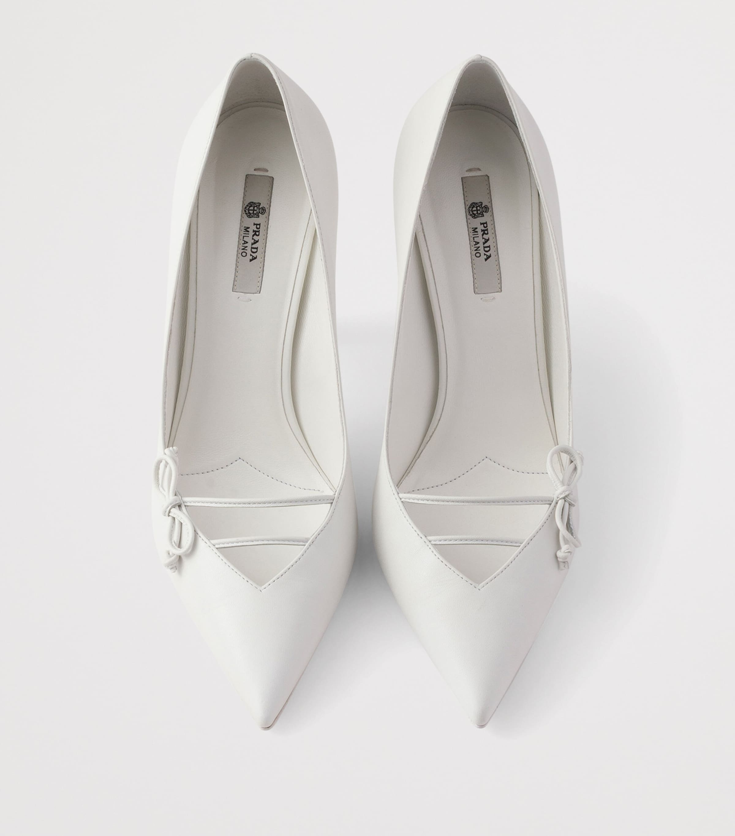 Prada Leather Bow-Detail Pumps 100 White Image 3