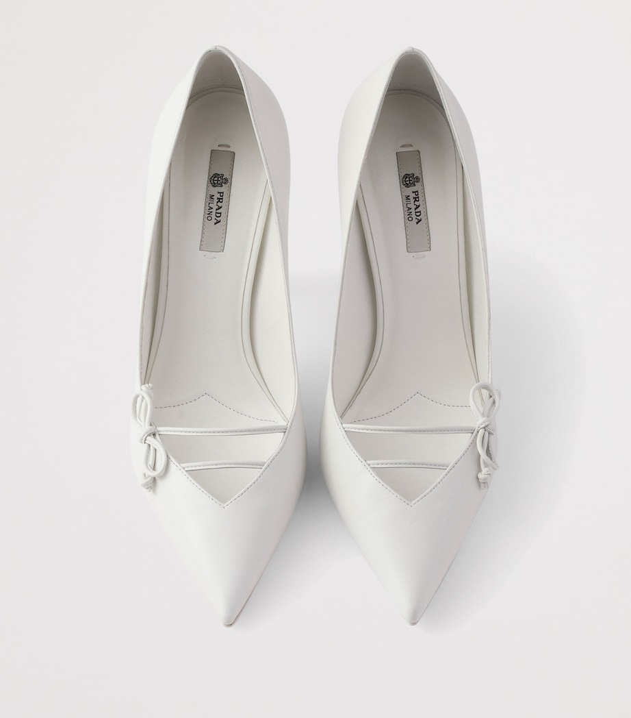 Prada Leather Bow-Detail Pumps 100 White Image 3