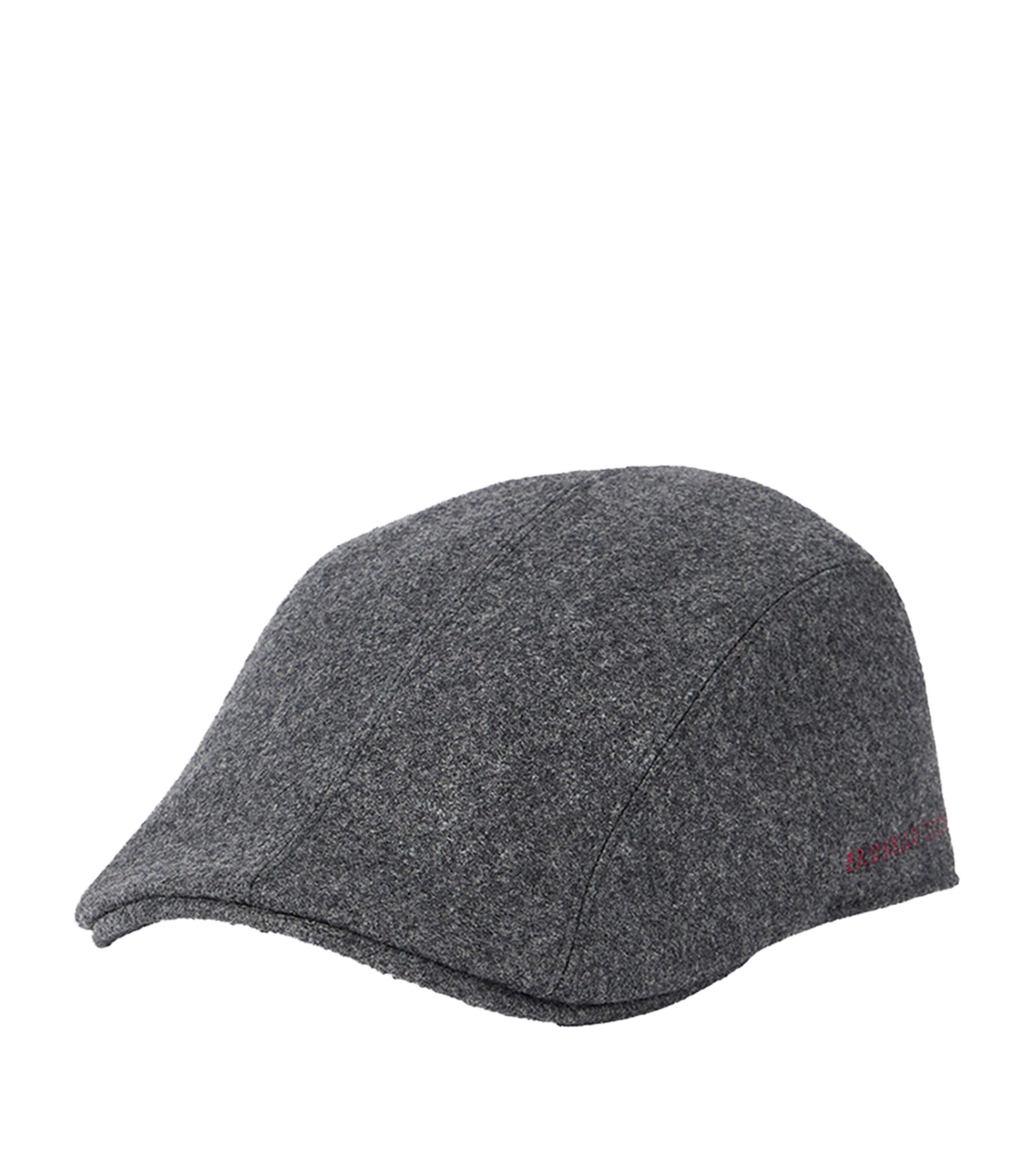 Brunello Cucinelli Virgin Wool Embroidered Flat Cap Grey Image 1