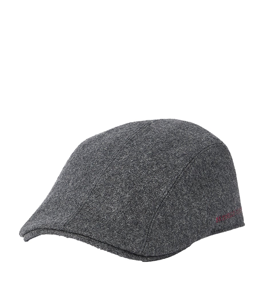 Brunello Cucinelli Virgin Wool Embroidered Flat Cap Grey Image 1