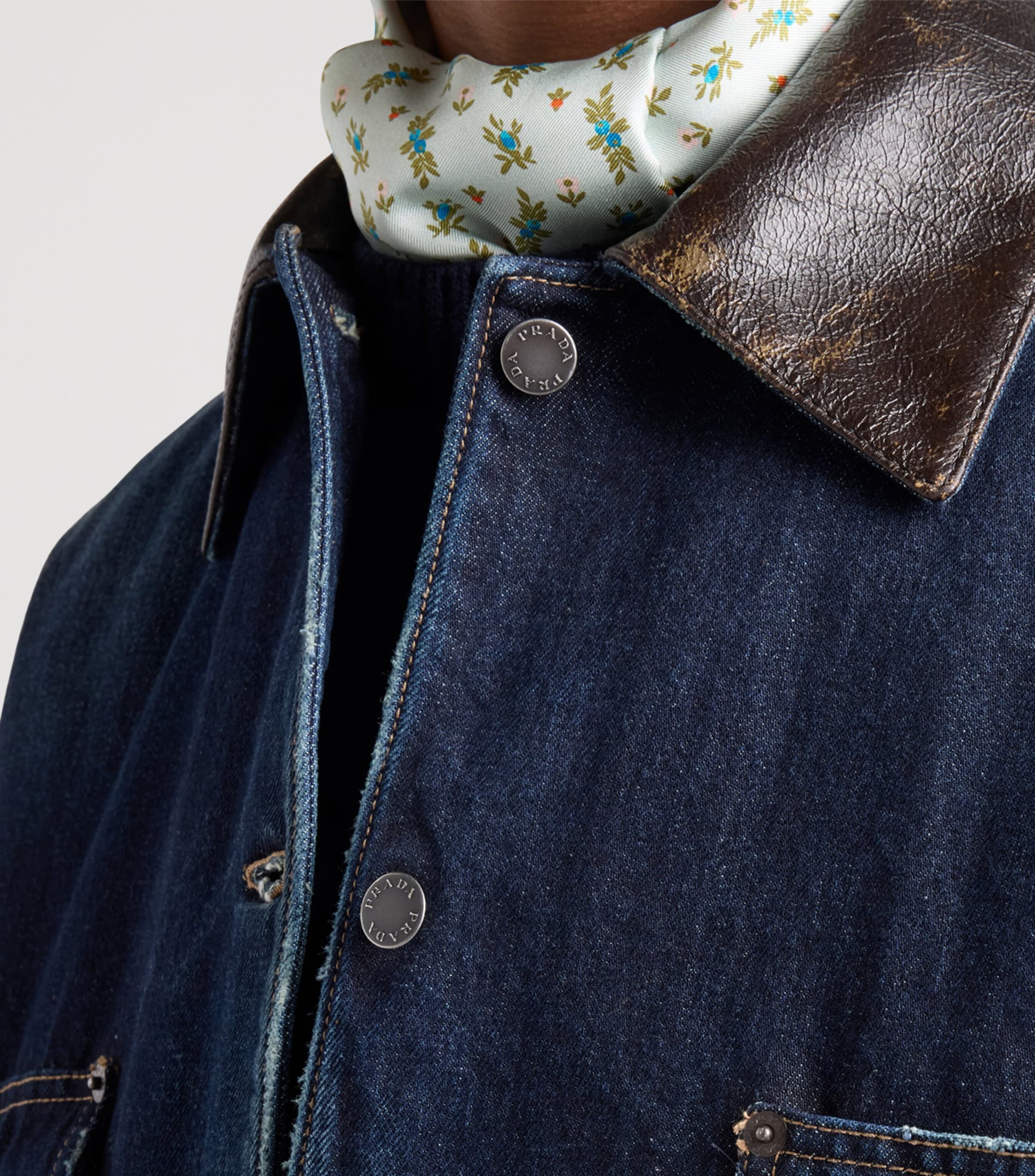 Prada Womens Denim Trucker Jacket Blue Image 4