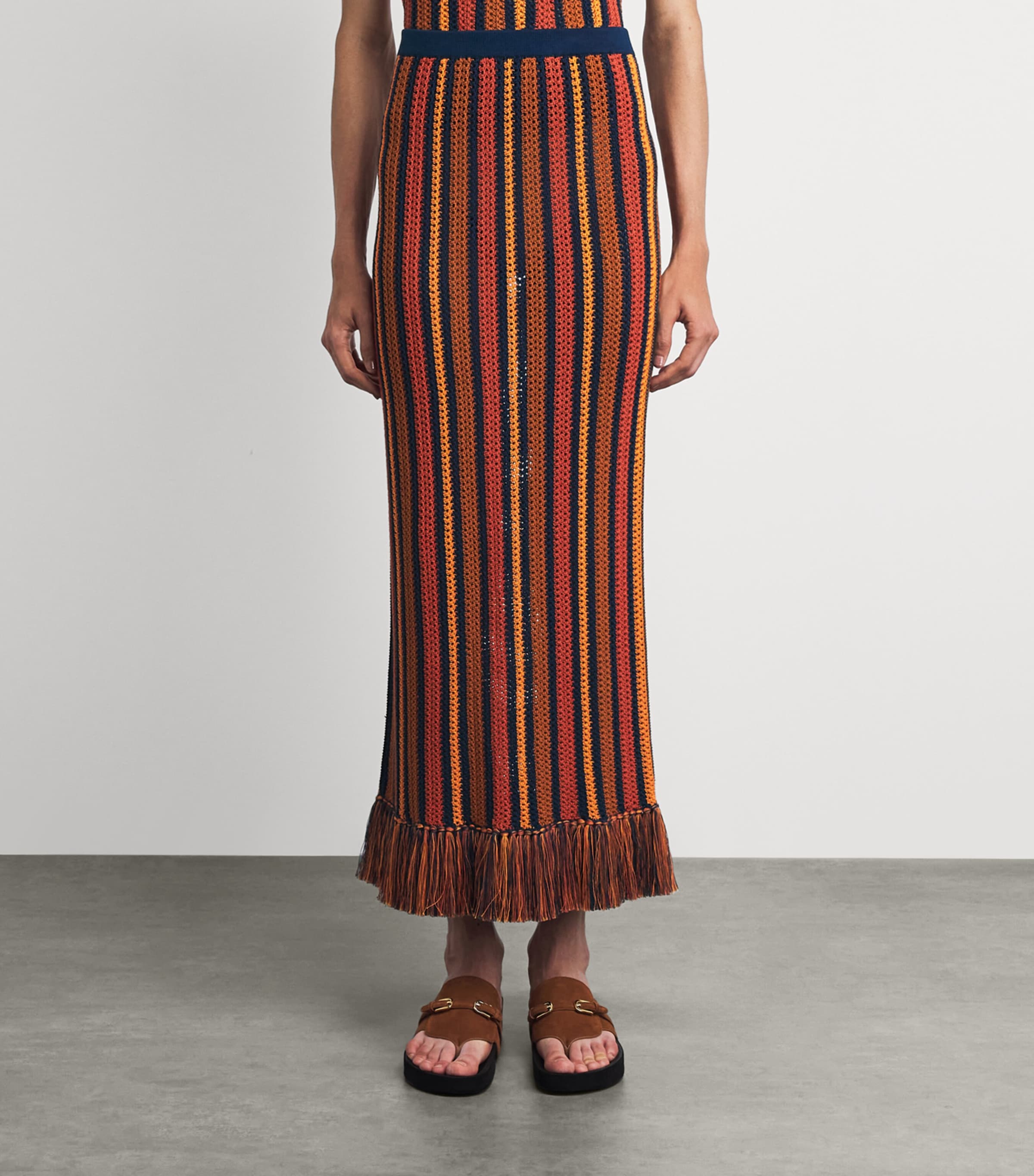 ESCVDO Womens Fringe Misti Maxi Skirt Sunset Image 4