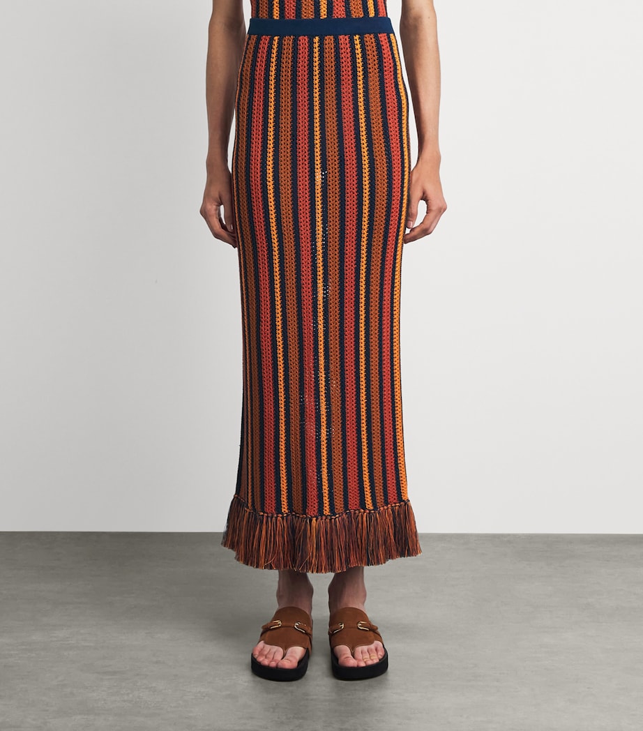 ESCVDO Womens Fringe Misti Maxi Skirt Sunset Image 4
