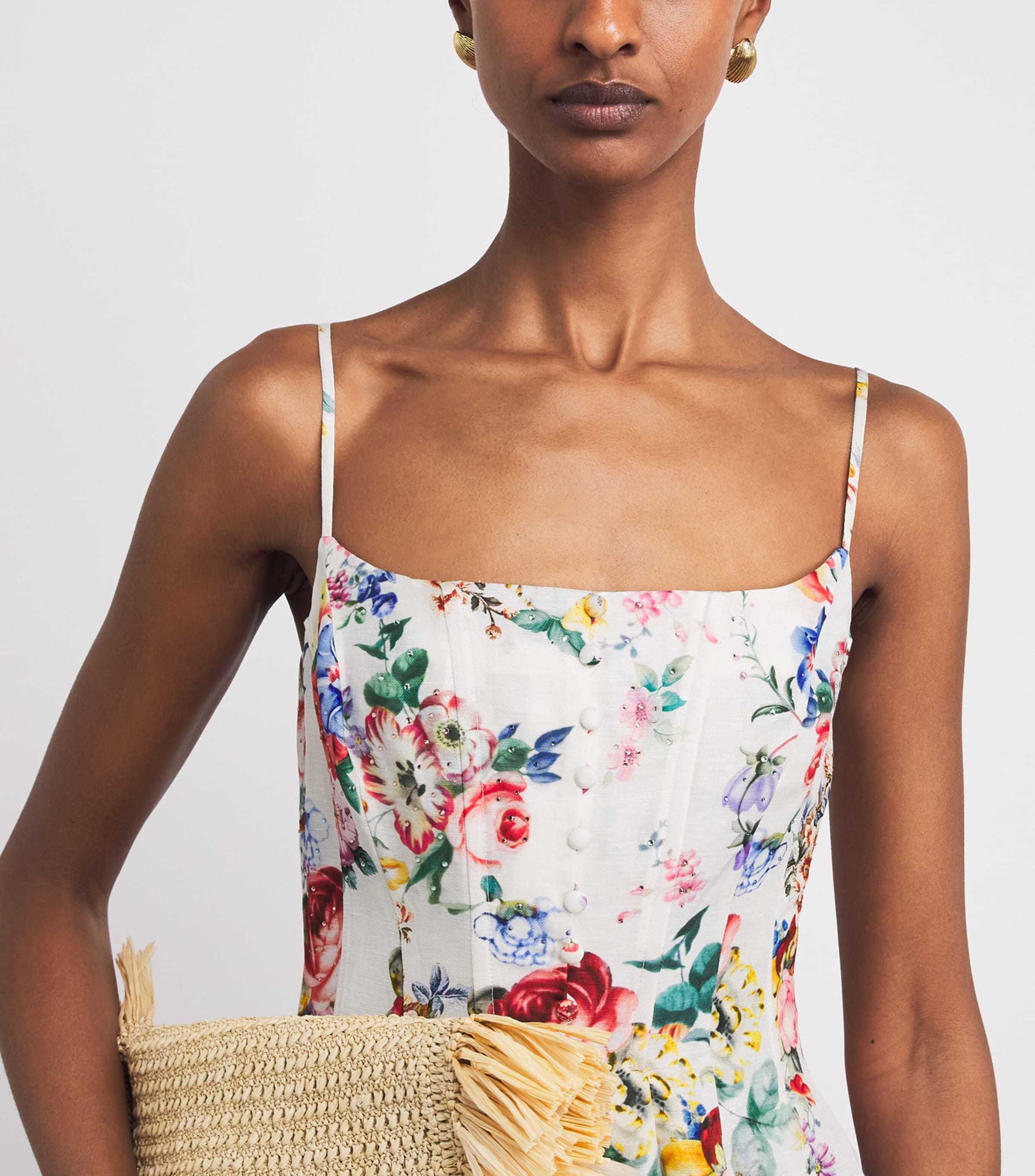 Camilla Womens Silk-Linen Floral Mini Dress Ilefgran Image 3