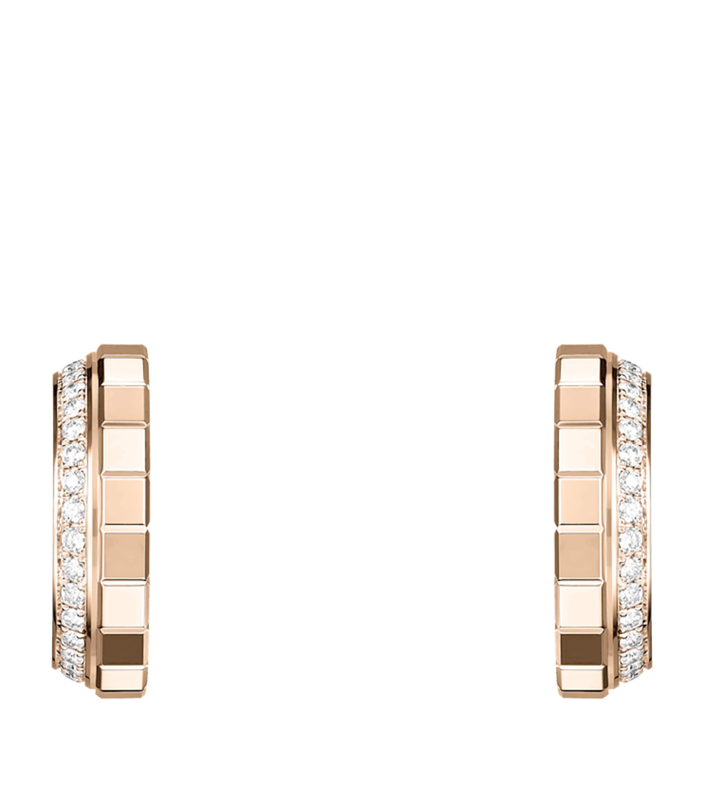 Rose Gold and Diamond Ice Cube Hoop Earrings 18K ROSE GOLD Image 1