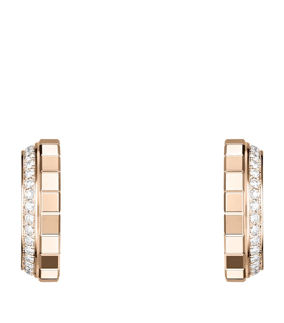 Rose Gold and Diamond Ice Cube Hoop Earrings 18K ROSE GOLD Image 1