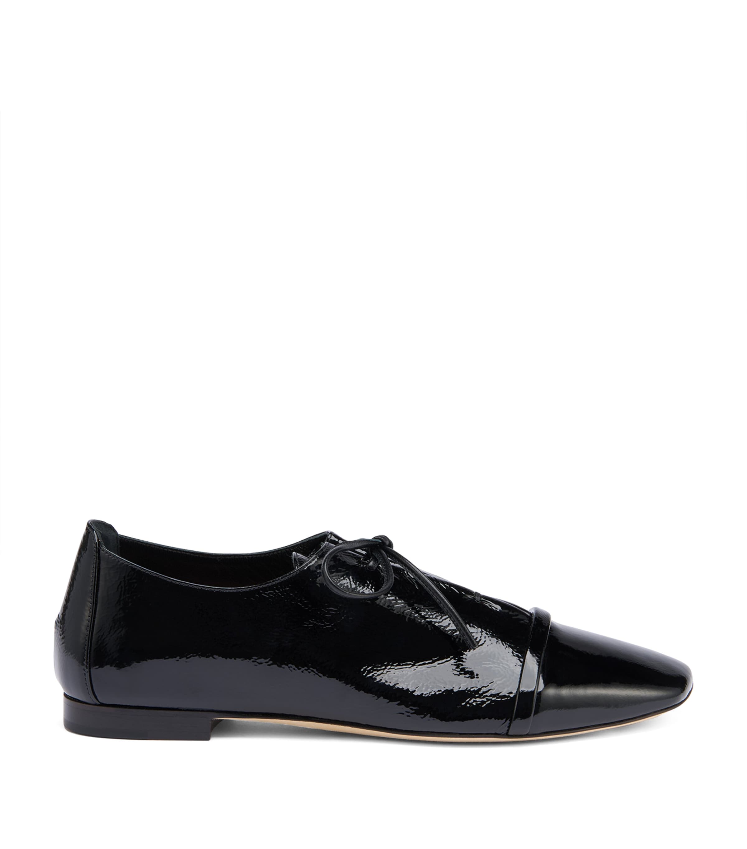 Malone Souliers Patent Leather Jean Lace-up Flats In Black