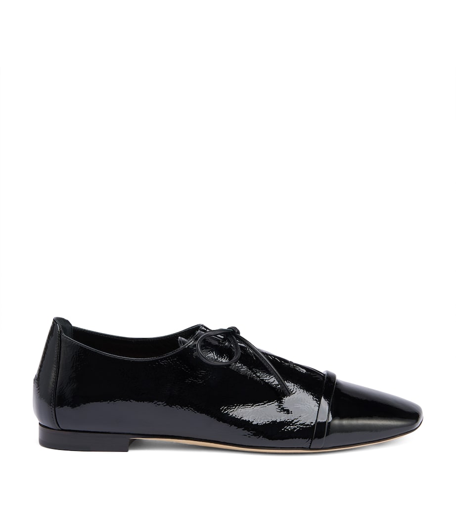Patent Leather Jean Lace-up Flats BLACK Image 1