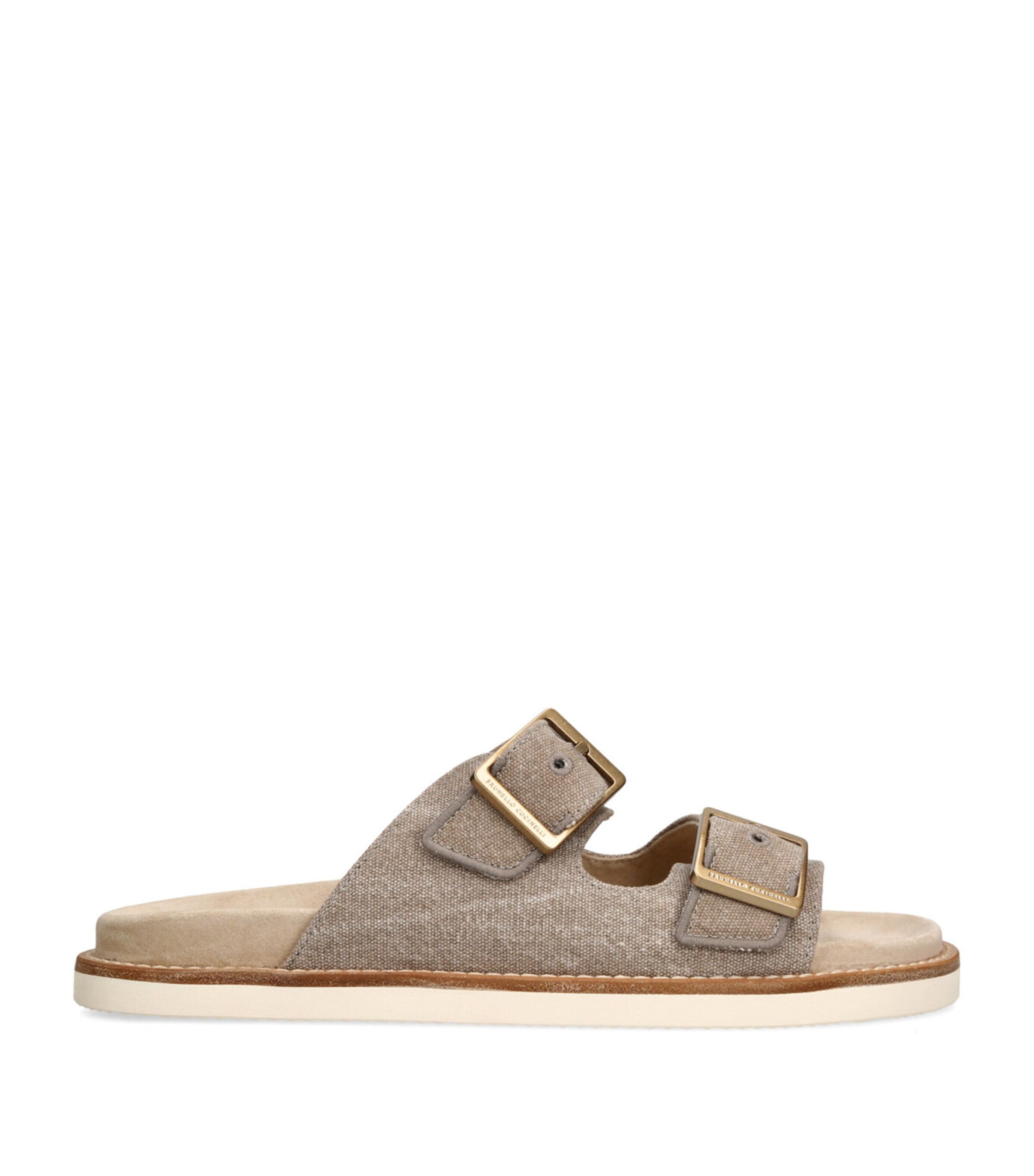 Brunello Cucinelli Brown Suede Double-Strap Sandals | Harrods US