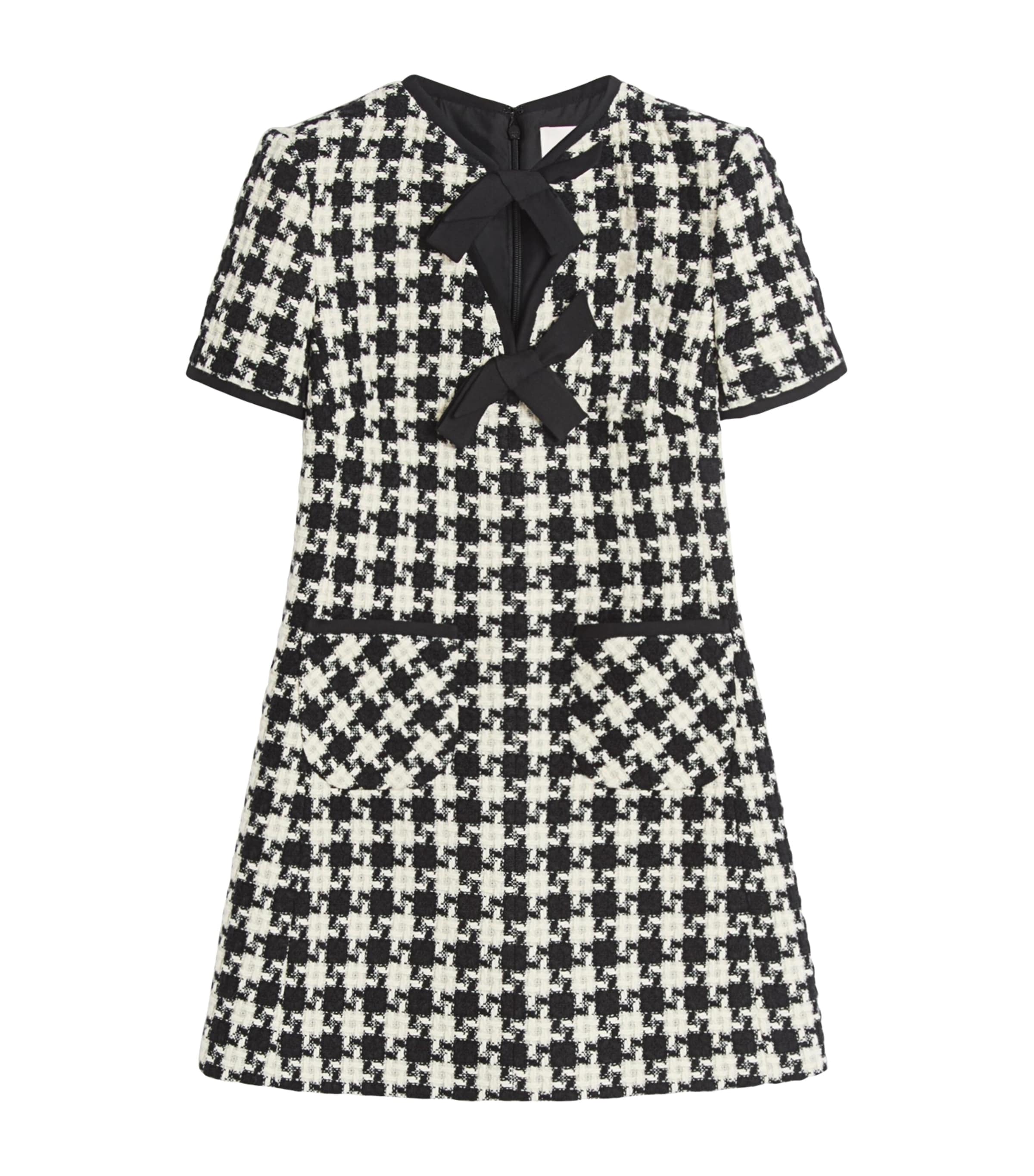 Shop Valentino Houndstooth Mini Dress In Ivory